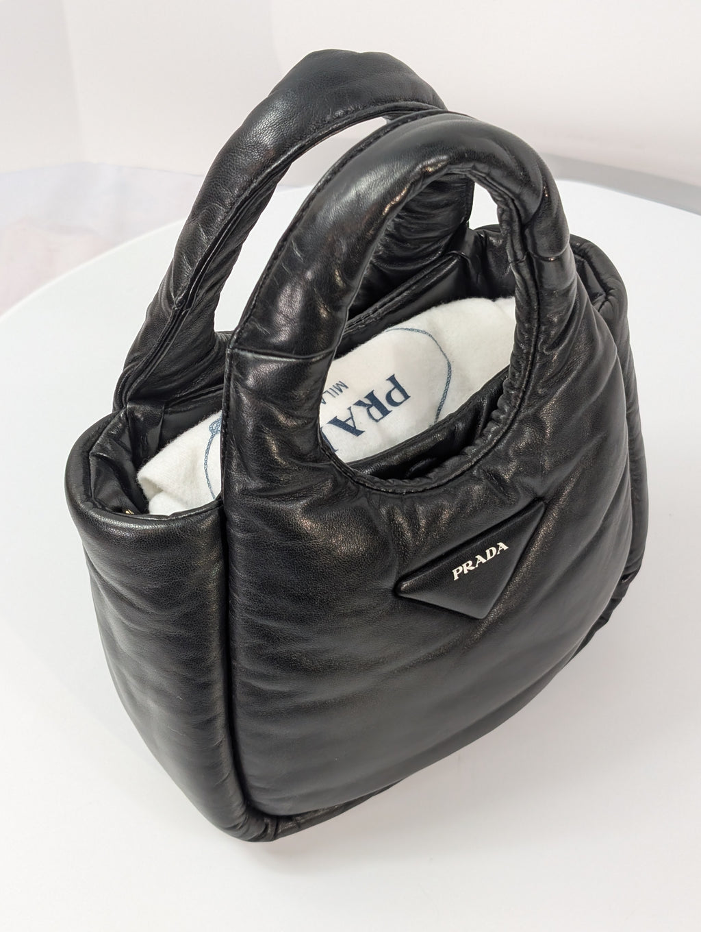 Prada Limited Edition Black Padded Soft Napa Leather Mini-Tote Bag