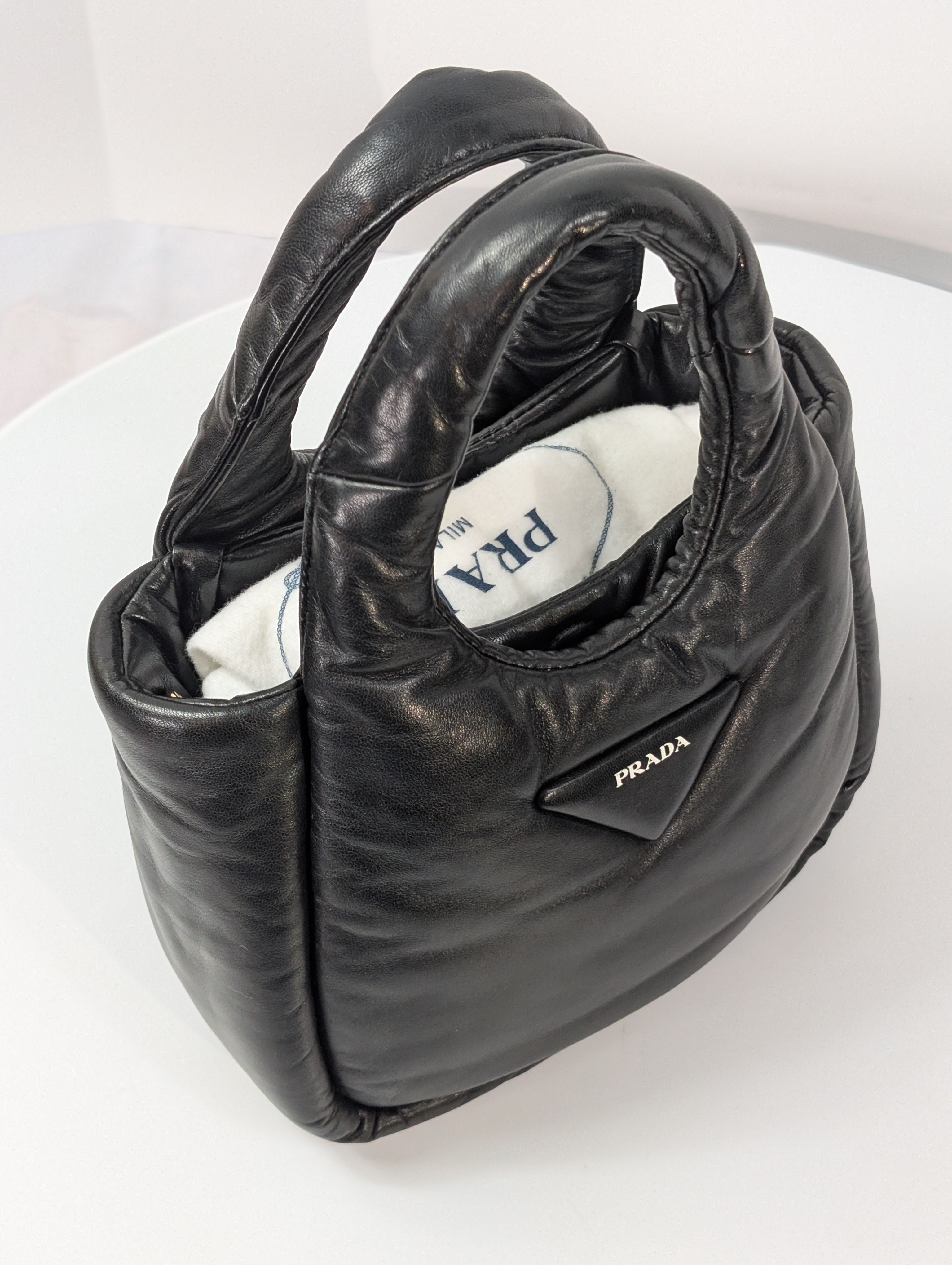 Prada Limited Edition Black Padded Soft Napa Leather Mini-Tote Bag