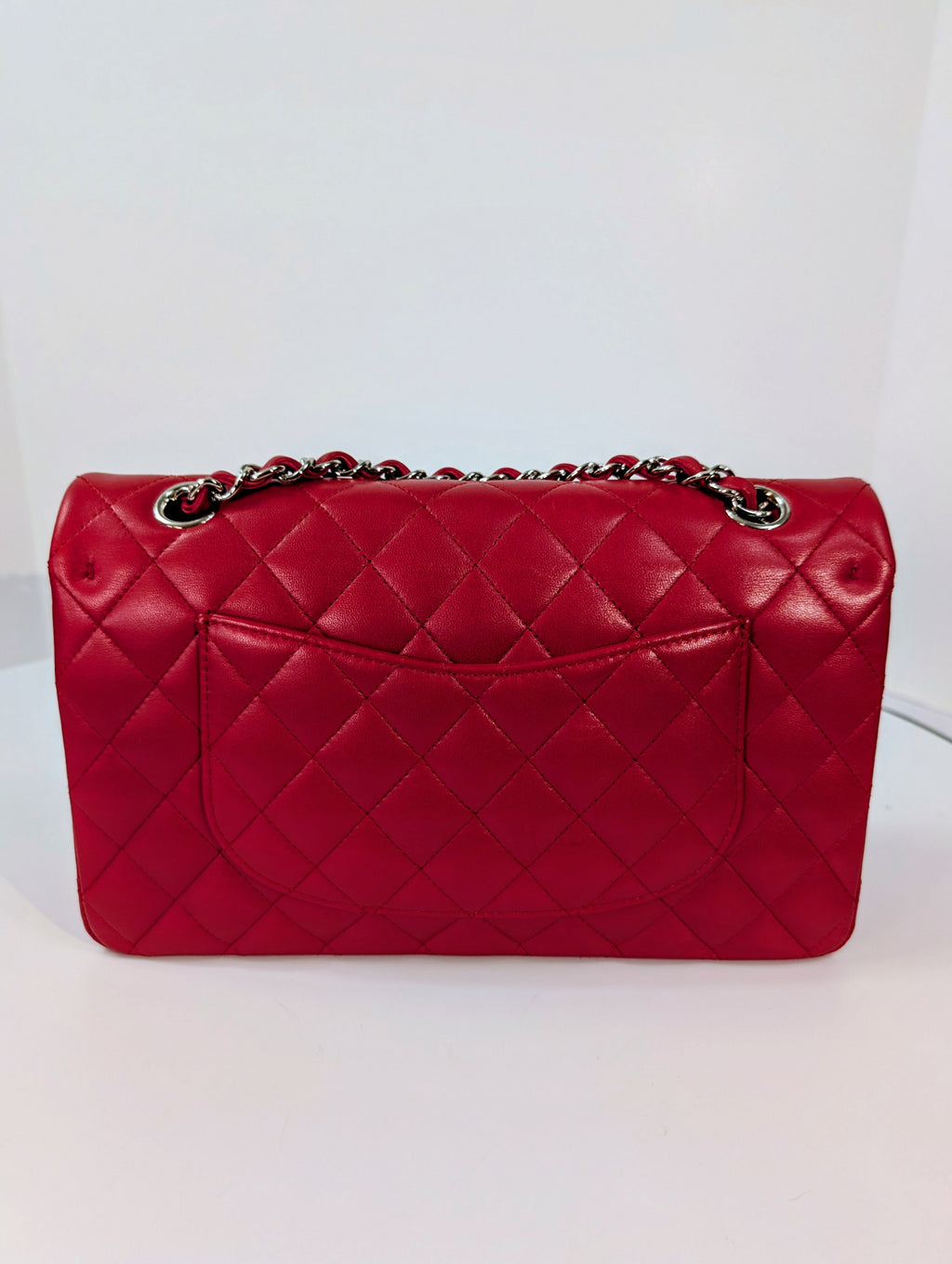 Chanel Rare Red 17b Classic Medium Quilted Lambskin Double Flap Bag