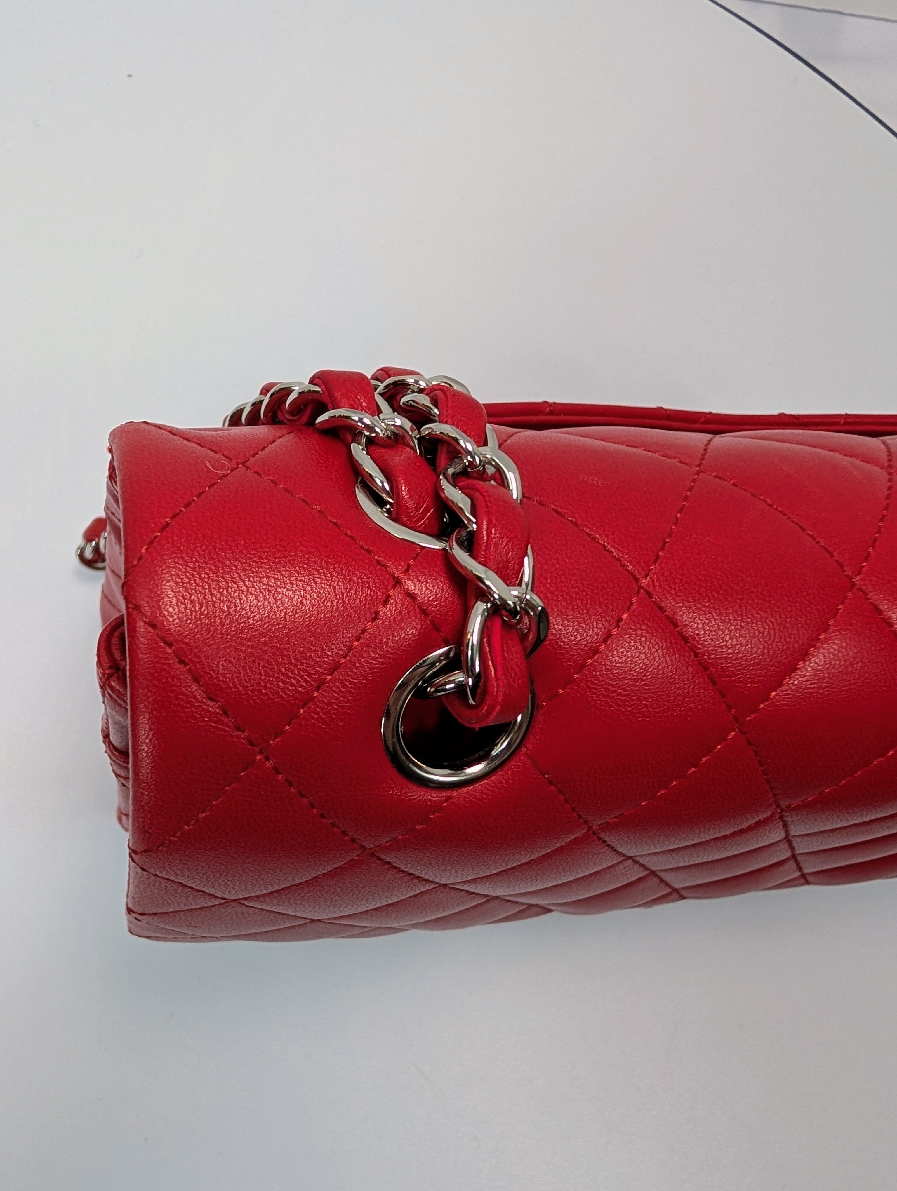 Chanel Rare Red 17b Classic Medium Quilted Lambskin Double Flap Bag