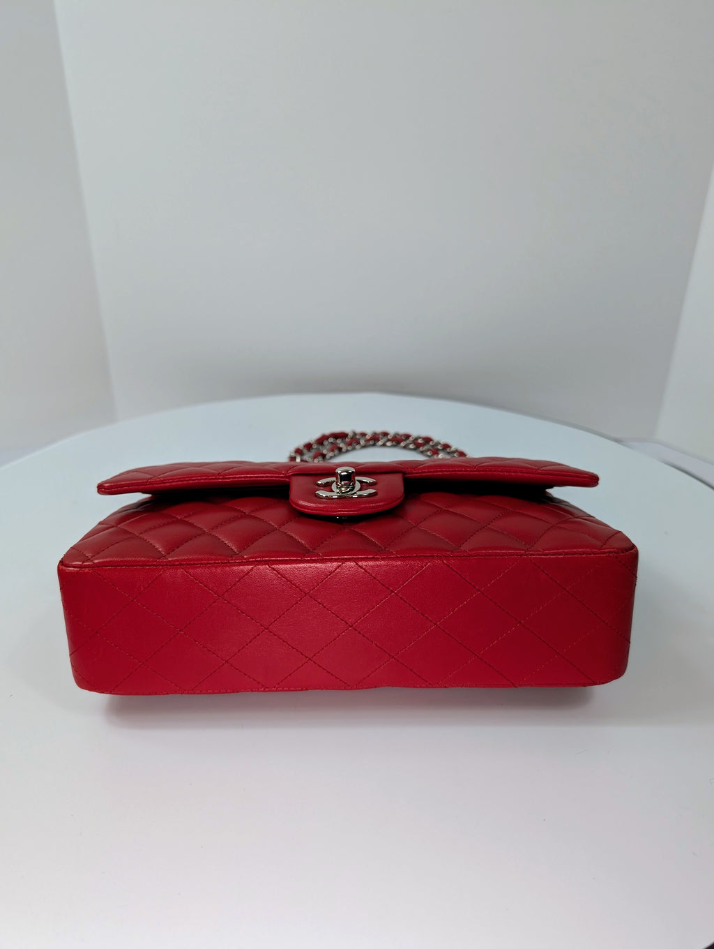 Chanel Rare Red 17b Classic Medium Quilted Lambskin Double Flap Bag
