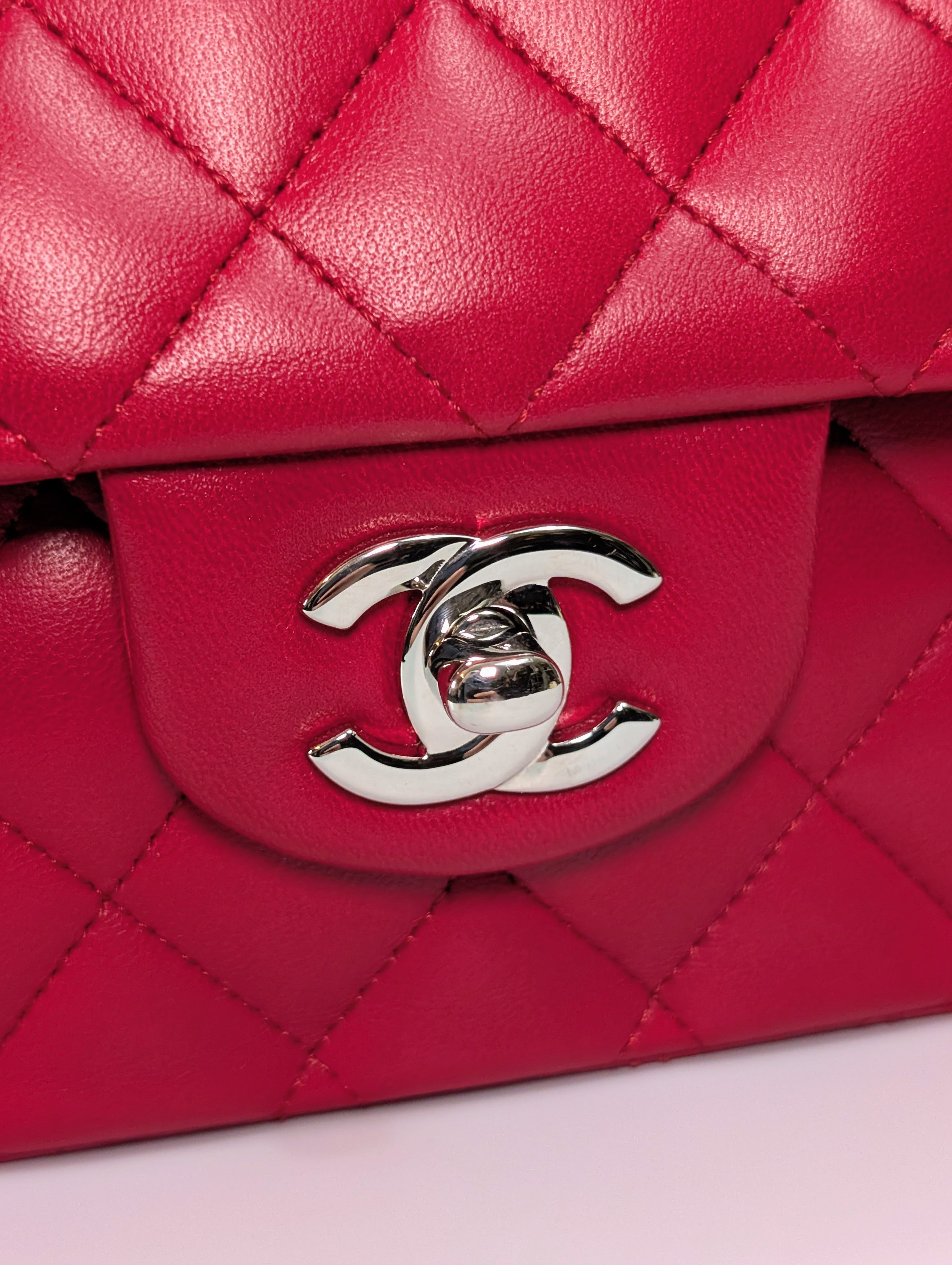 Chanel Rare Red 17b Classic Medium Quilted Lambskin Double Flap Bag