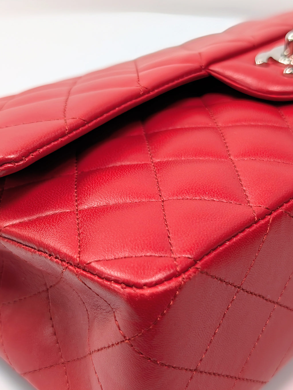 Chanel Rare Red 17b Classic Medium Quilted Lambskin Double Flap Bag