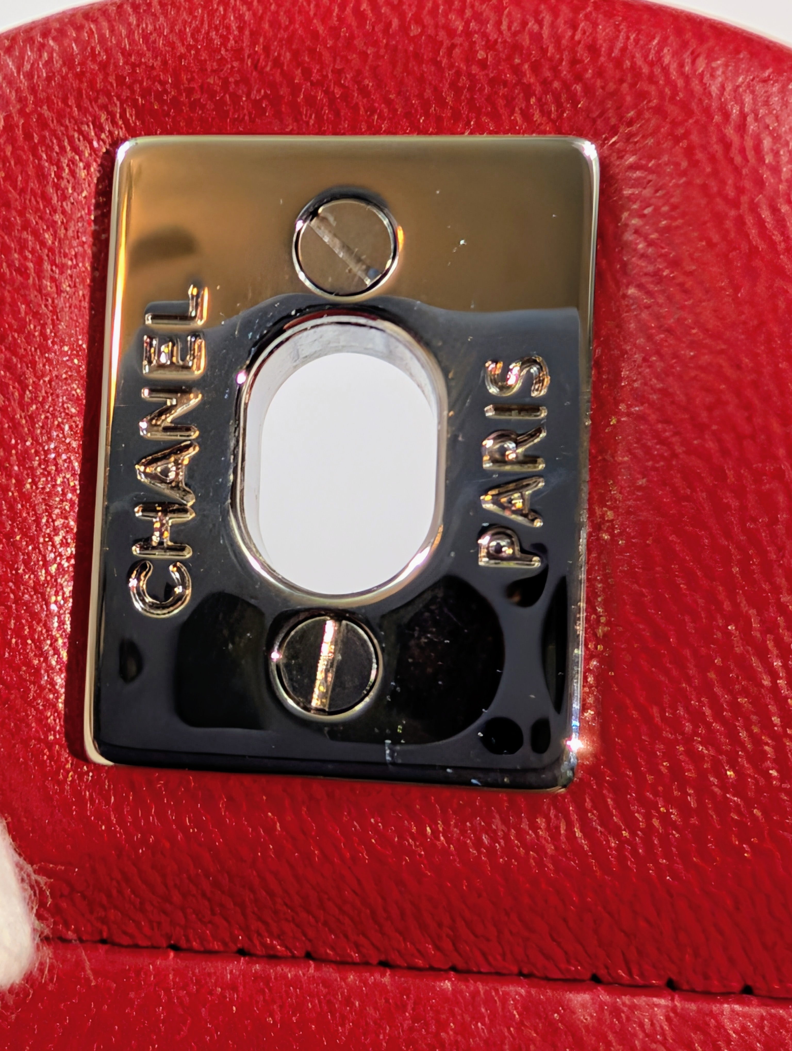 Chanel Rare Red 17b Classic Medium Quilted Lambskin Double Flap Bag