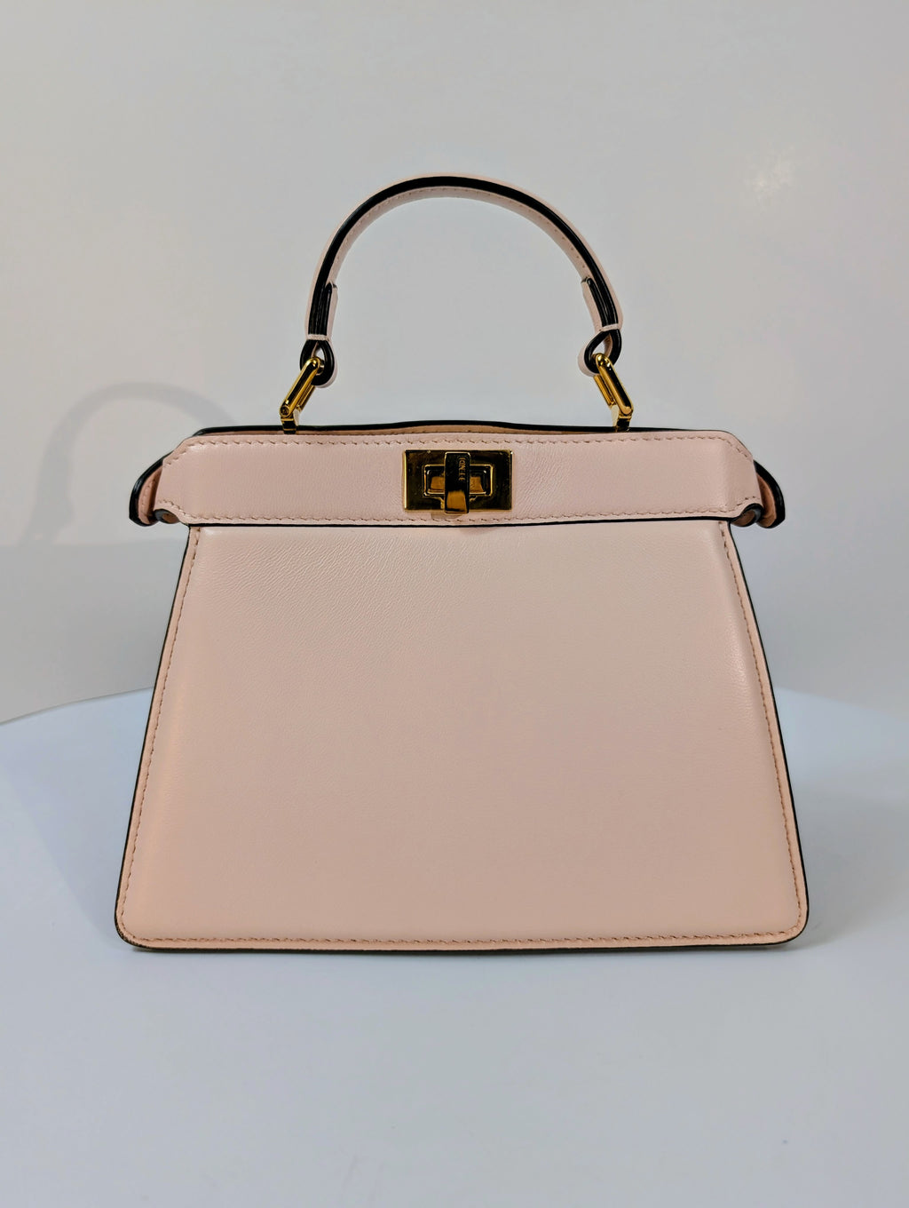 Fendi x Versace Light Pink Calfskin Peekaboo Mini Top Handle Bag