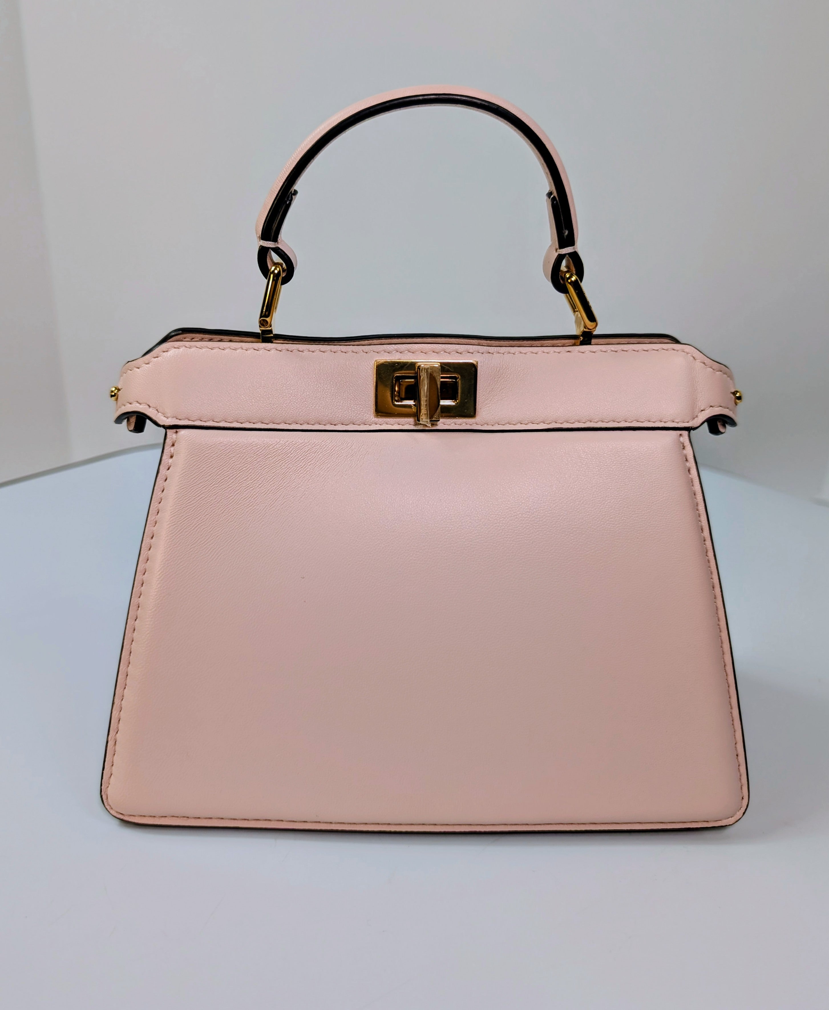 Fendi x Versace Light Pink Calfskin Peekaboo Mini Top Handle Bag