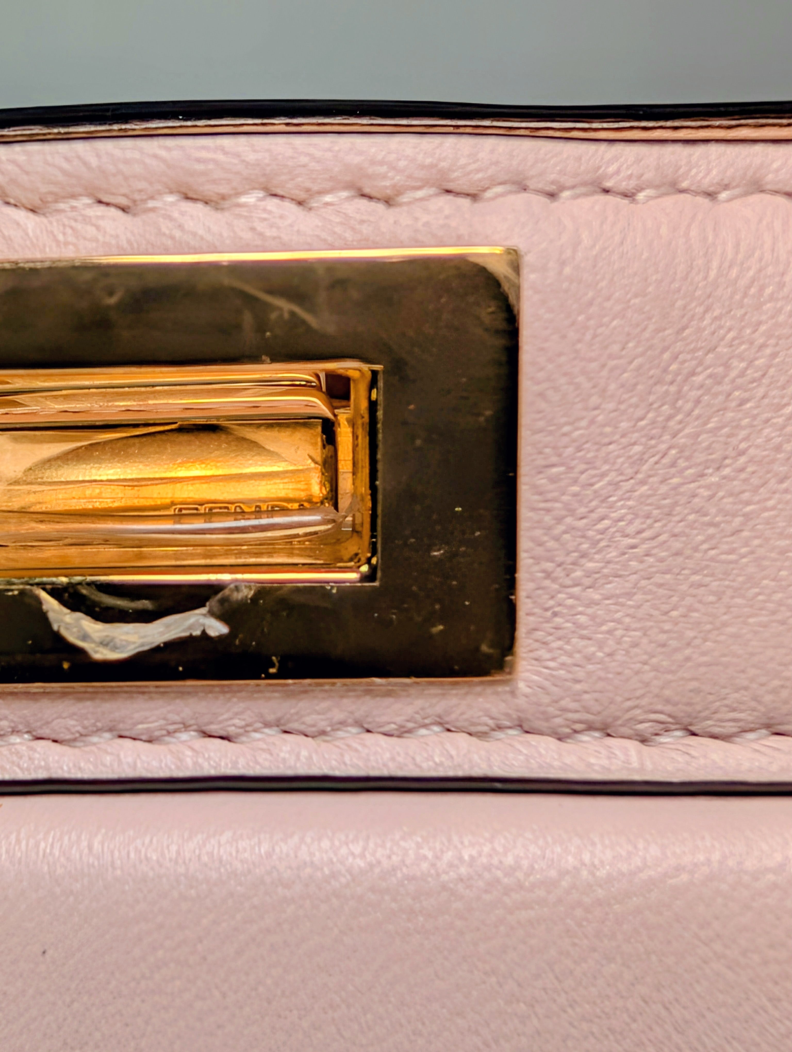 Fendi x Versace Light Pink Calfskin Peekaboo Mini Top Handle Bag