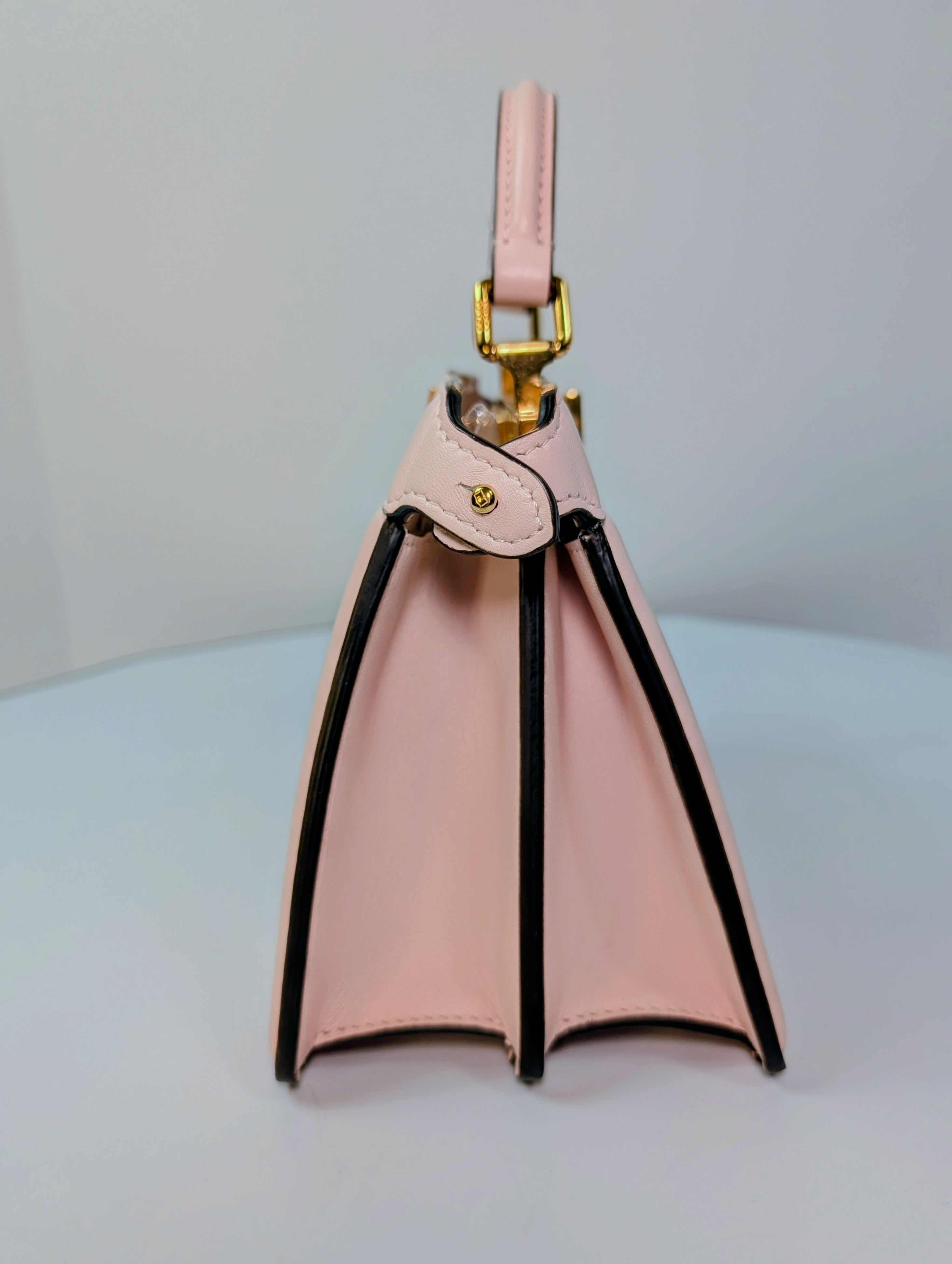 Fendi x Versace Light Pink Calfskin Peekaboo Mini Top Handle Bag