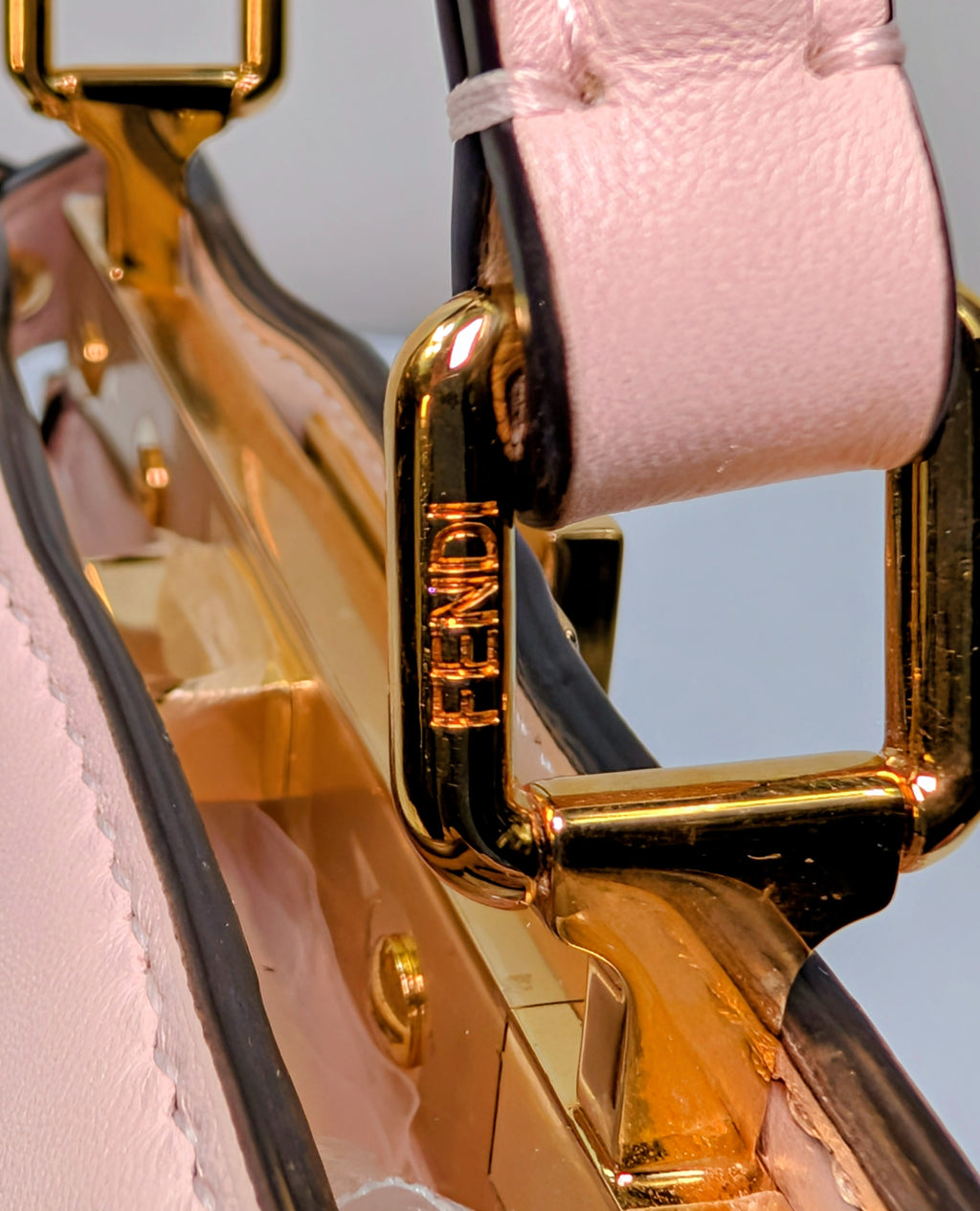 Fendi x Versace Light Pink Calfskin Peekaboo Mini Top Handle Bag