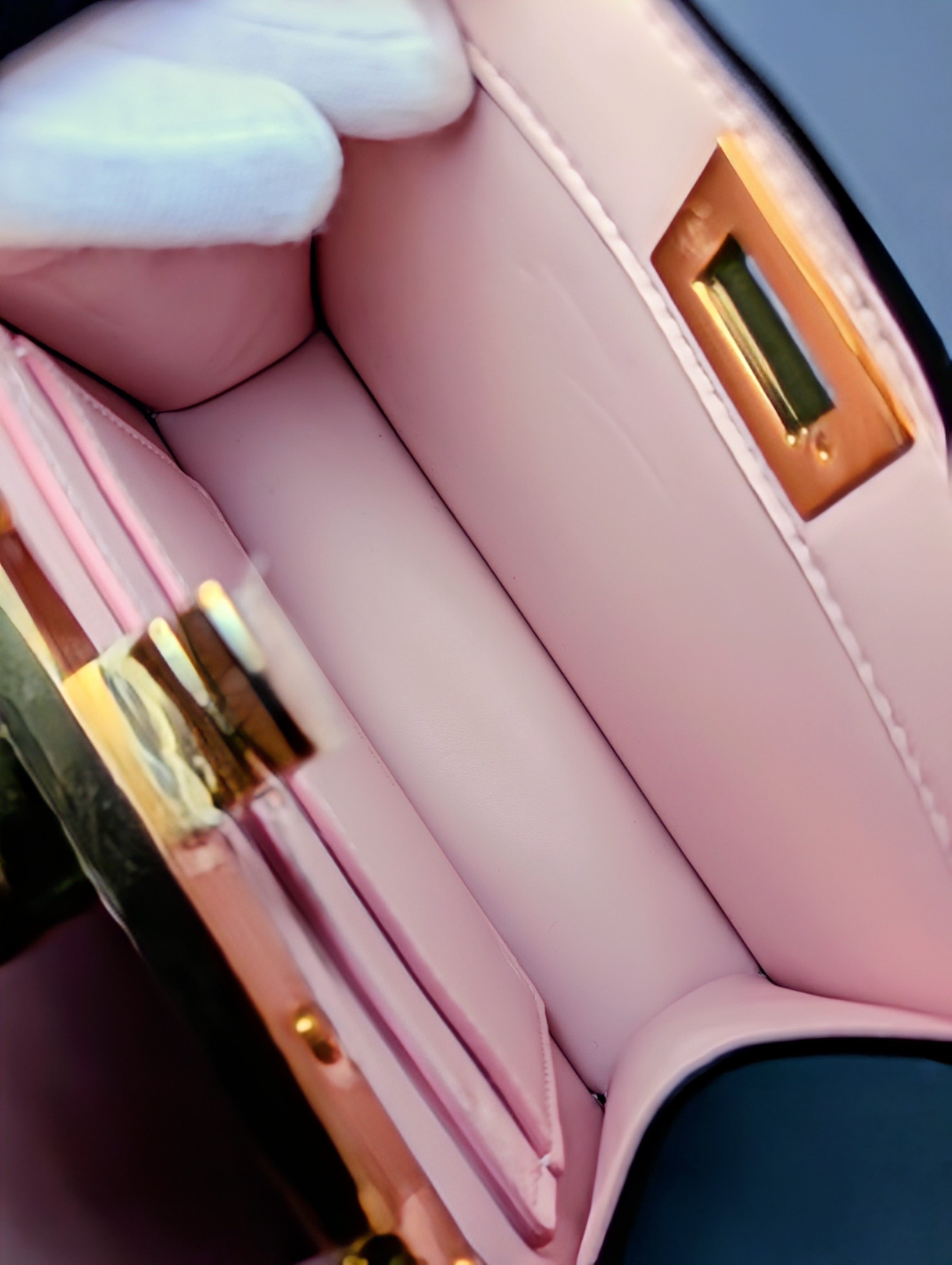 Fendi x Versace Light Pink Calfskin Peekaboo Mini Top Handle Bag