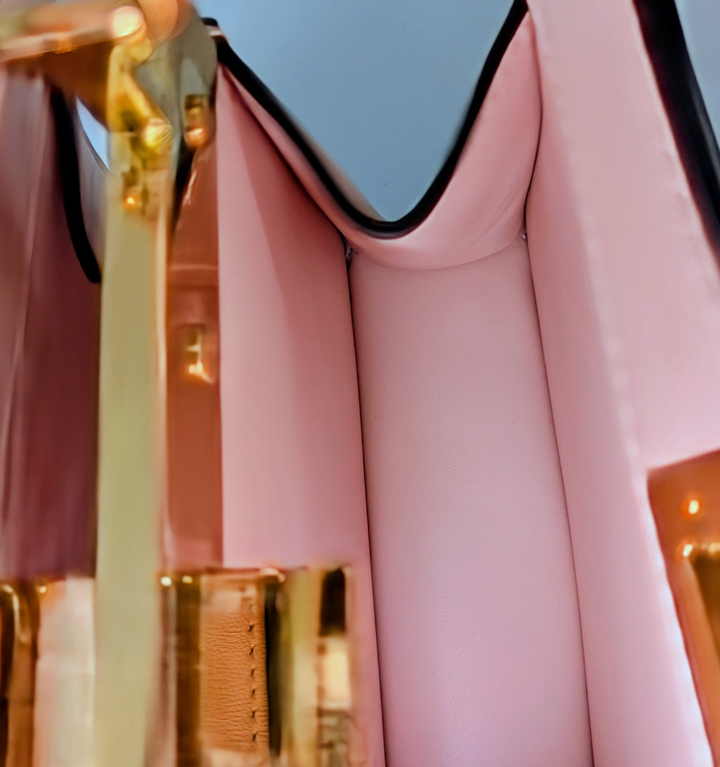 Fendi x Versace Light Pink Calfskin Peekaboo Mini Top Handle Bag