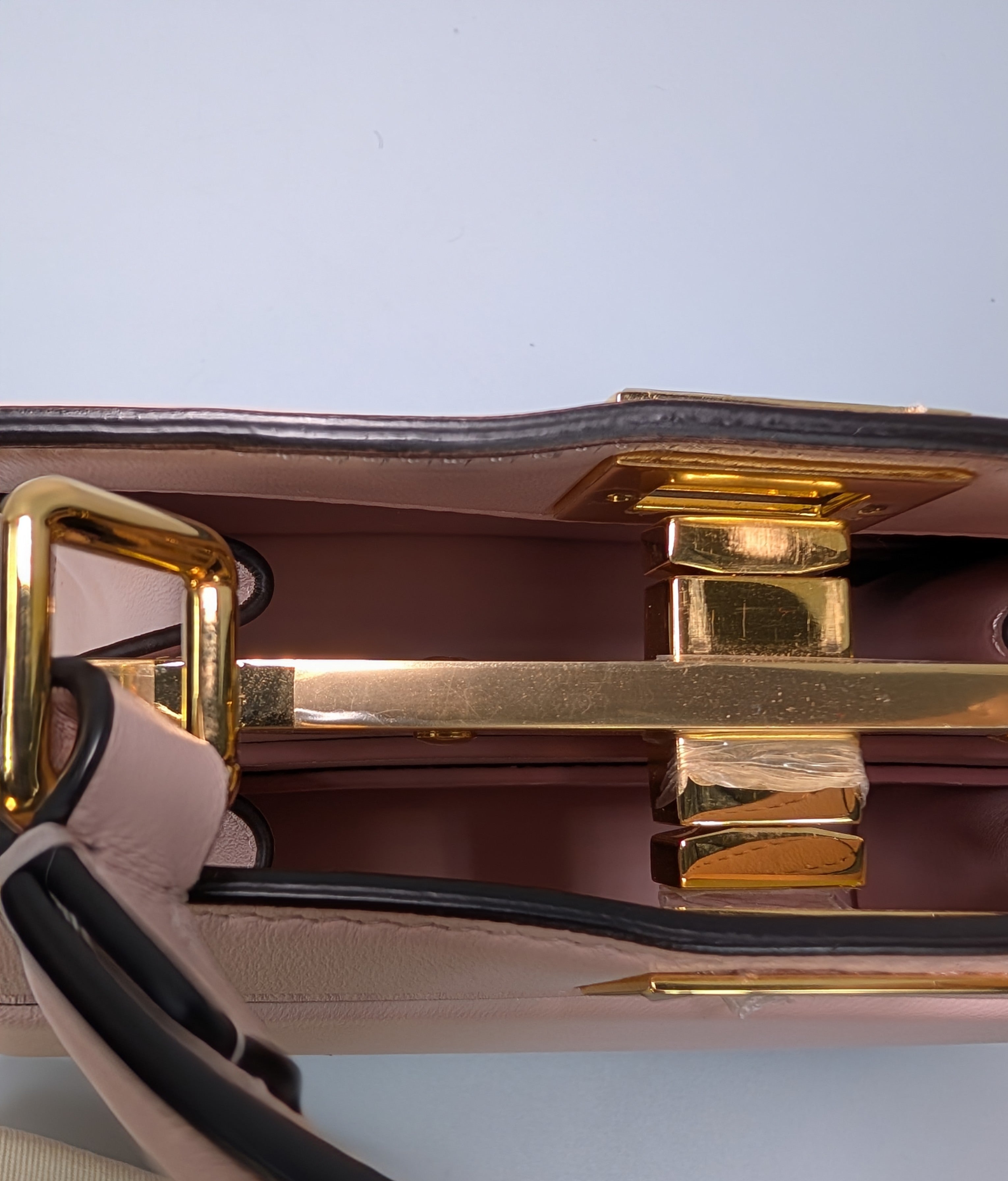 Fendi x Versace Light Pink Calfskin Peekaboo Mini Top Handle Bag