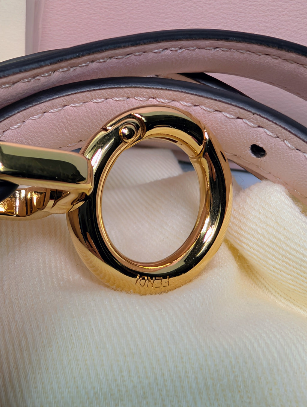 Fendi x Versace Light Pink Calfskin Peekaboo Mini Top Handle Bag