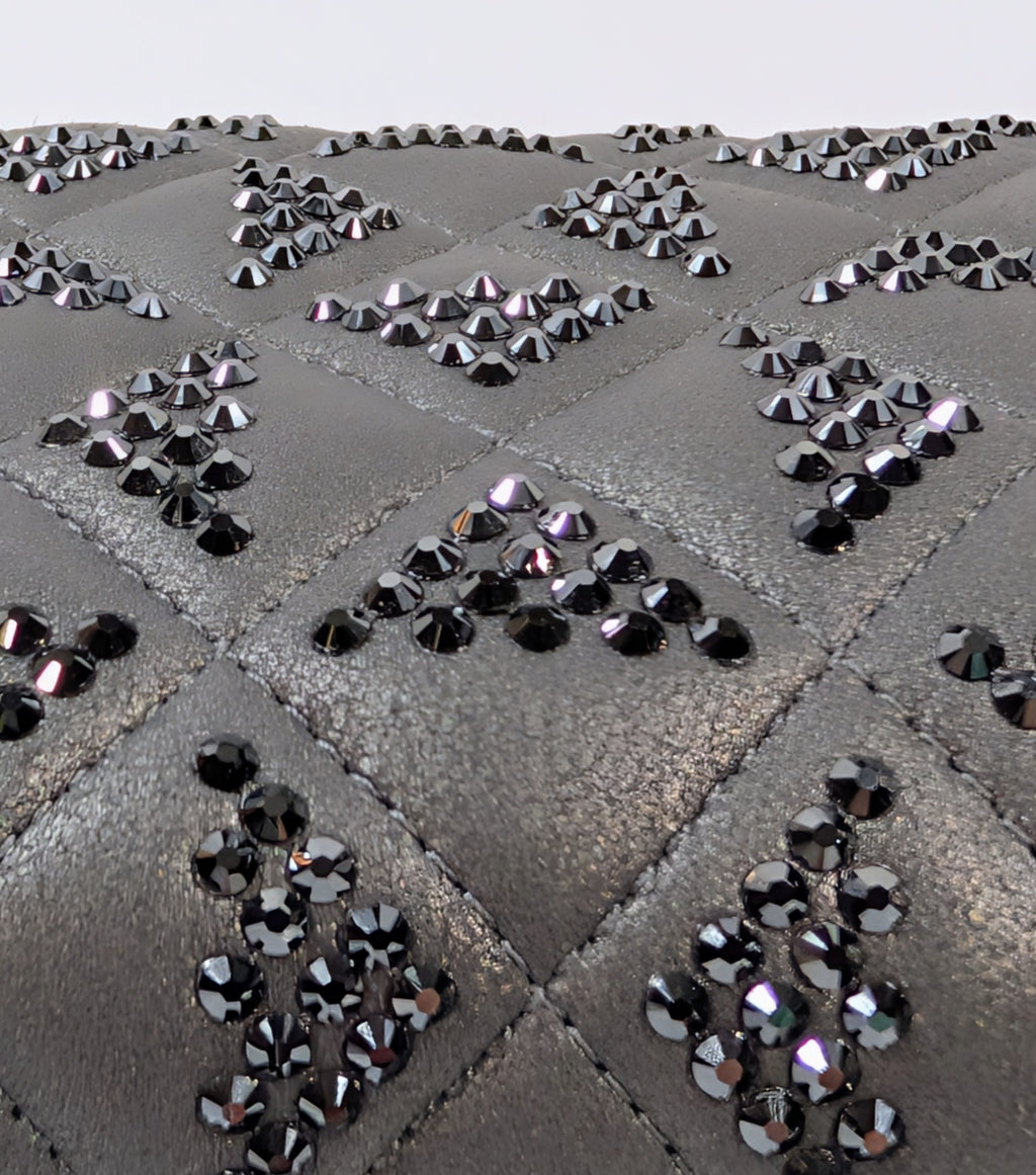 Chanel Gunmetal Iridescent Diamond-Quilted Clutch