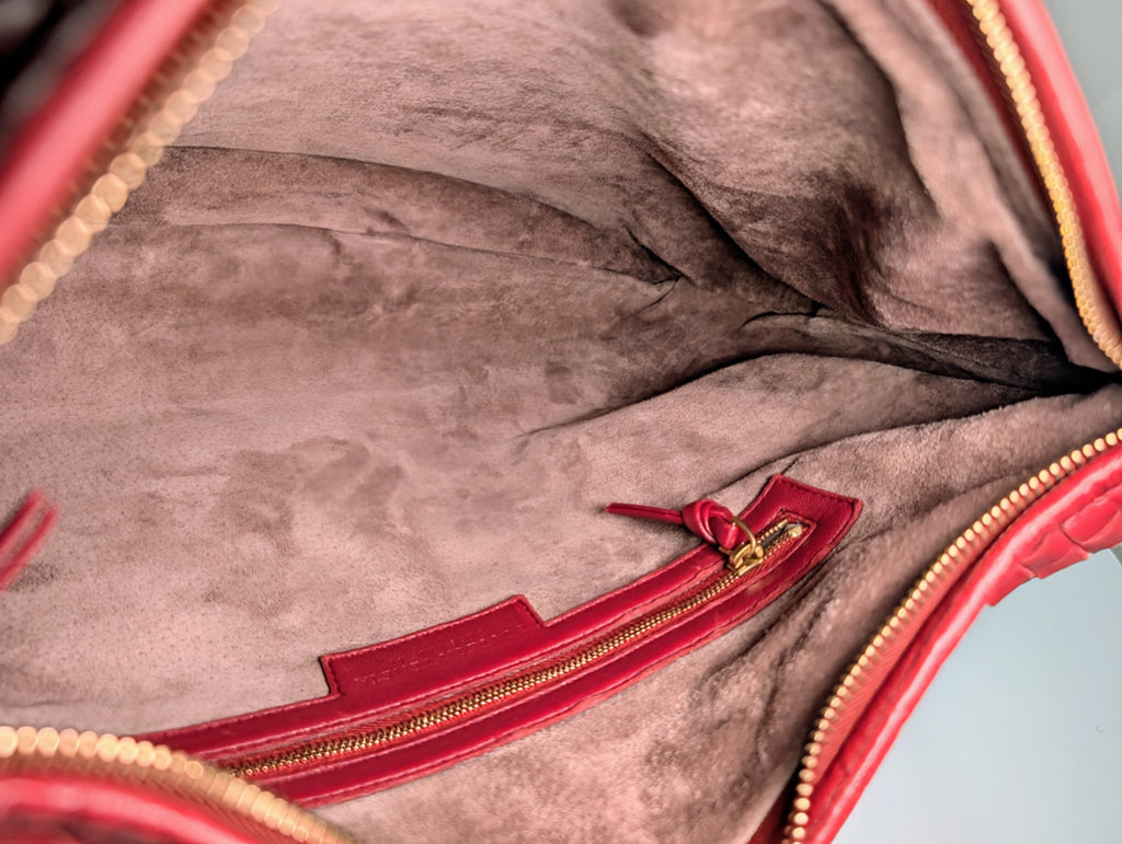 Bottega Veneta Red Napa Leather Hobo Campana Bag