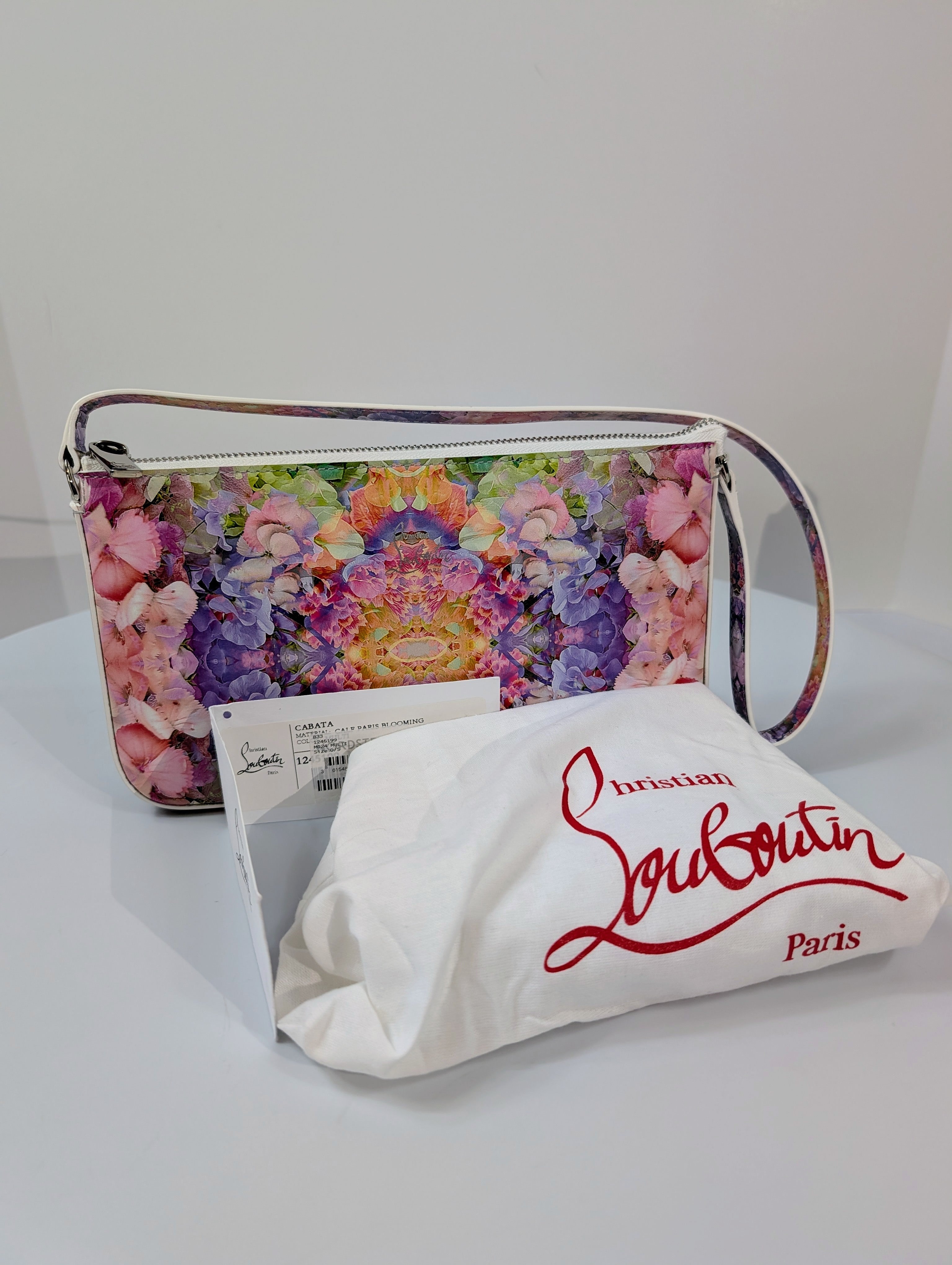 Christian Louboutin NWT Floral Kaleidoscope Naplak Leather Cabata Mini Pouch
