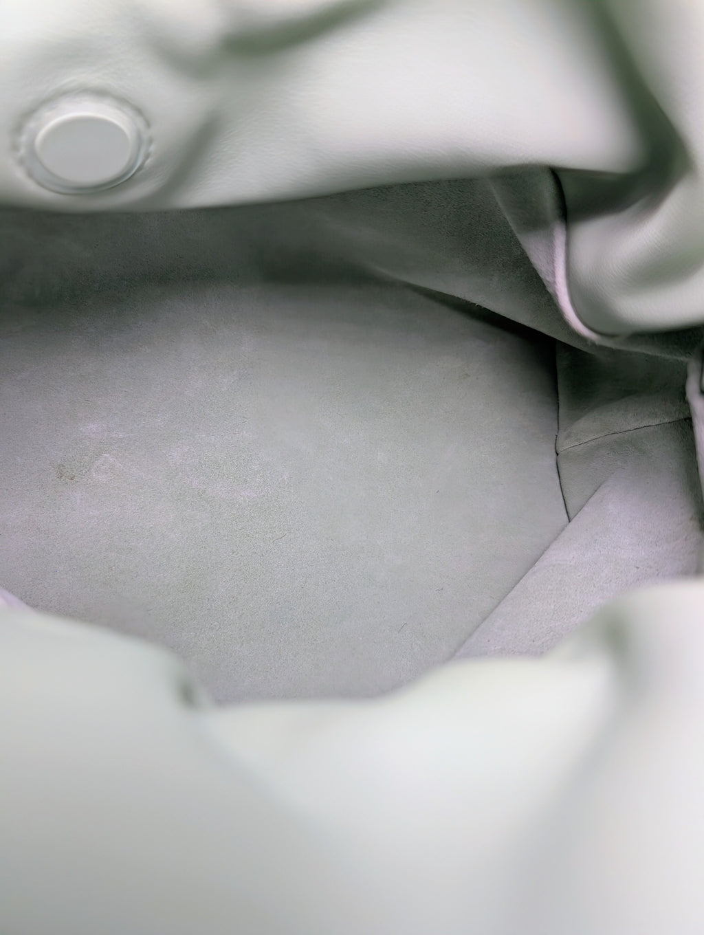 Loewe Flamenco Clutch in Pale Celadon Nappa Leather with Tonal Donut and Fabric Chains