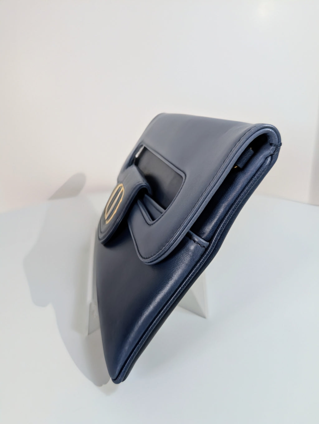 Dior Bicolor Blue Lambskin Flap Clutch with Gold-Tone Dior Chain