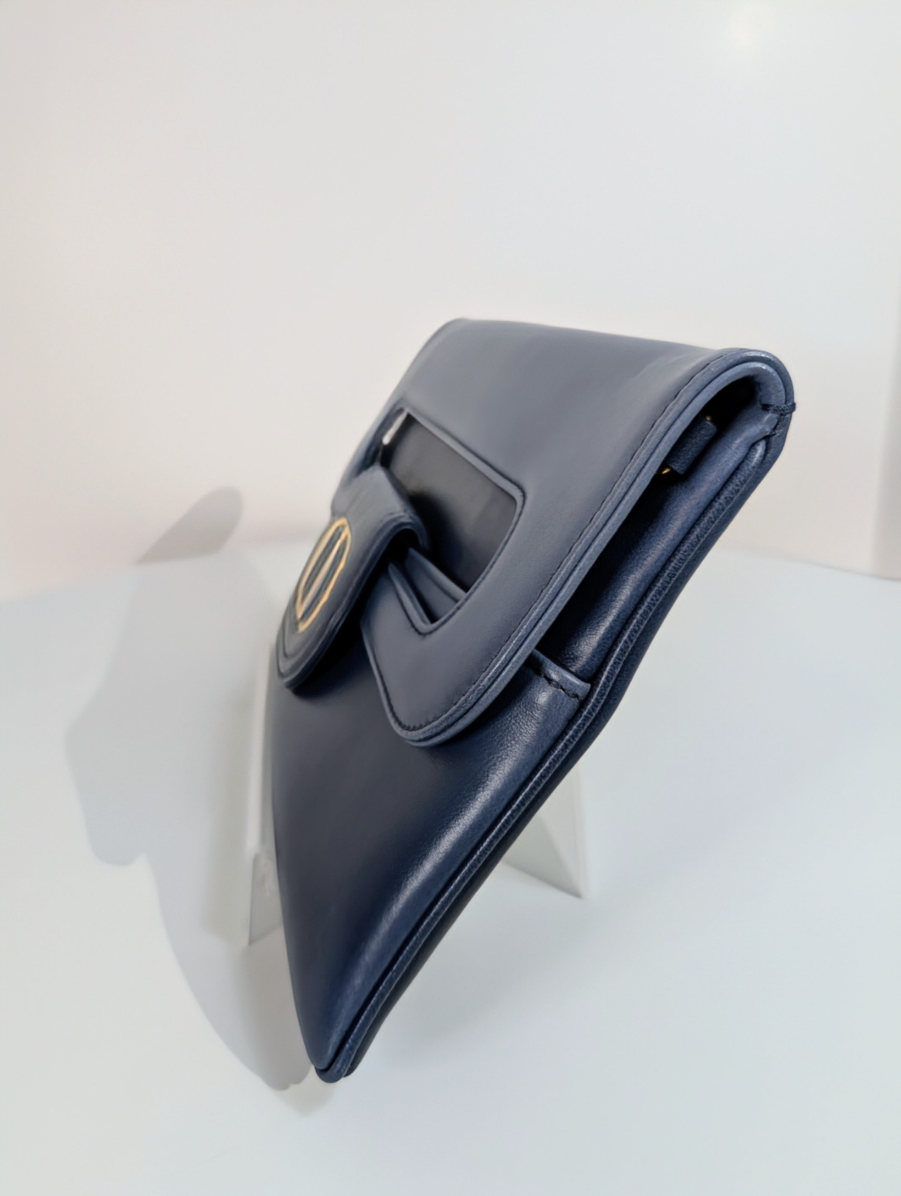 Dior Bicolor Blue Lambskin Flap Clutch with Gold-Tone Dior Chain