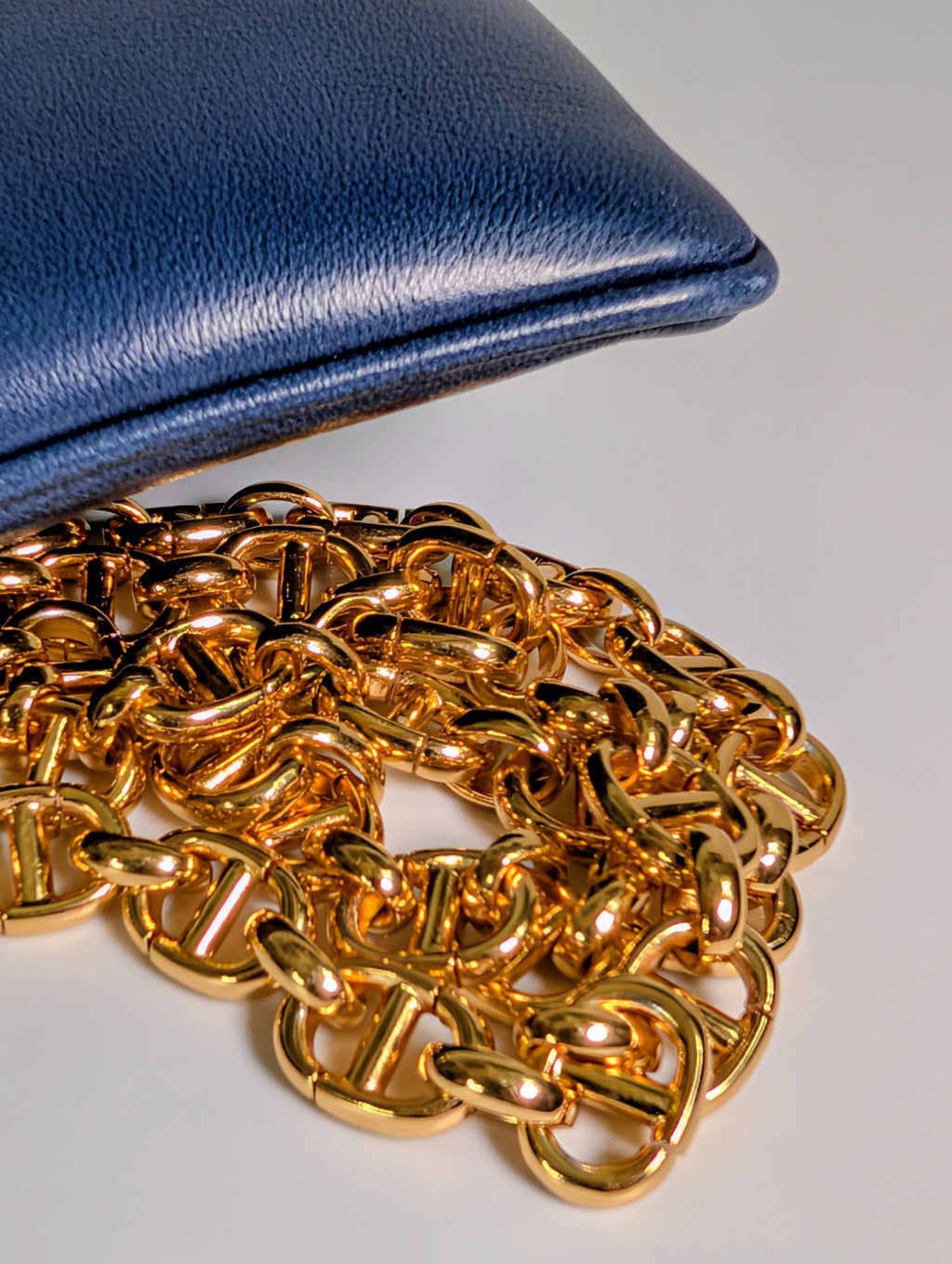 Dior Bicolor Blue Lambskin Flap Clutch with Gold-Tone Dior Chain