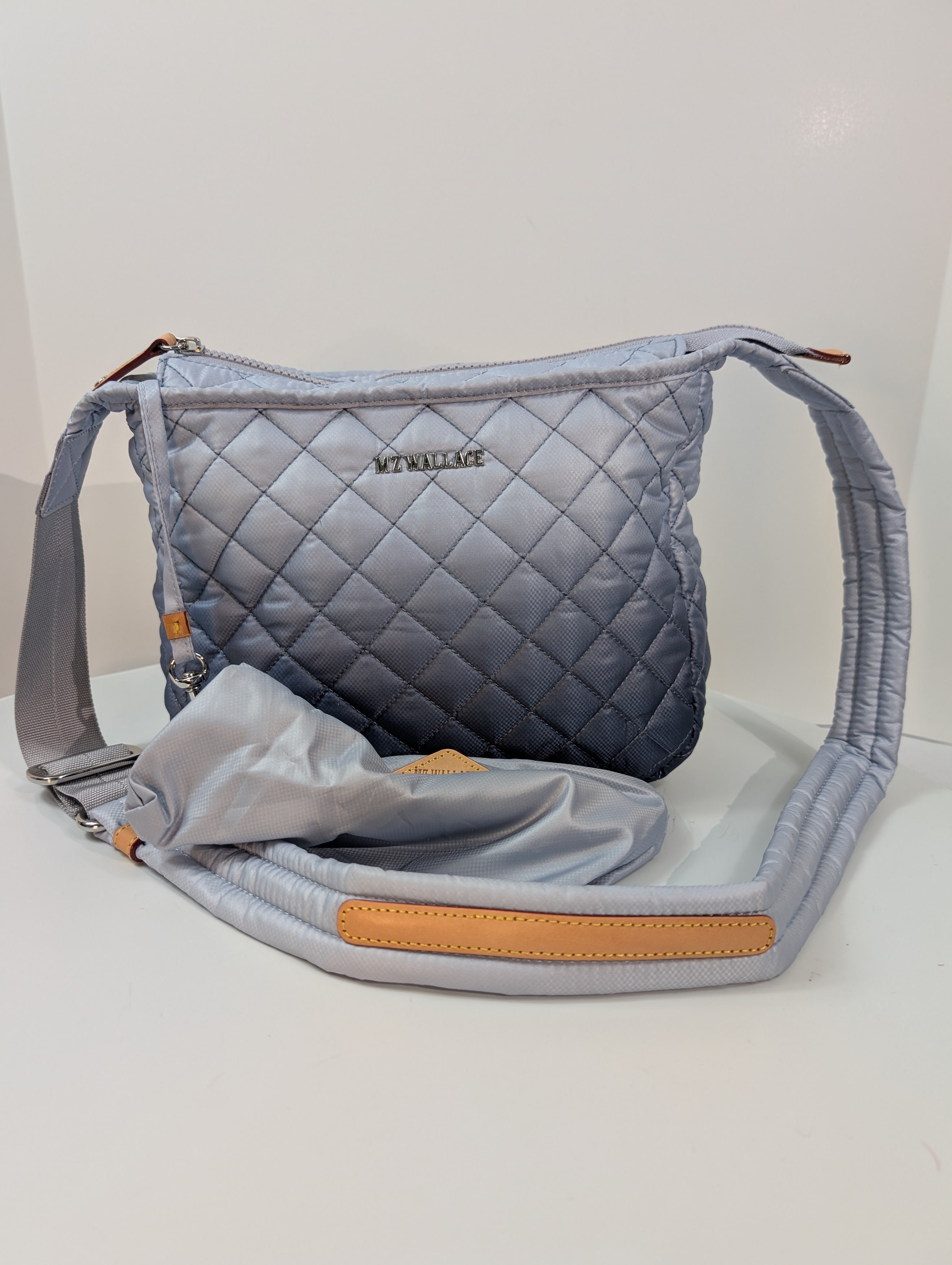 SOLD: MZ Wallace Blue Quilted Ombre Nylon Crossbody Bag