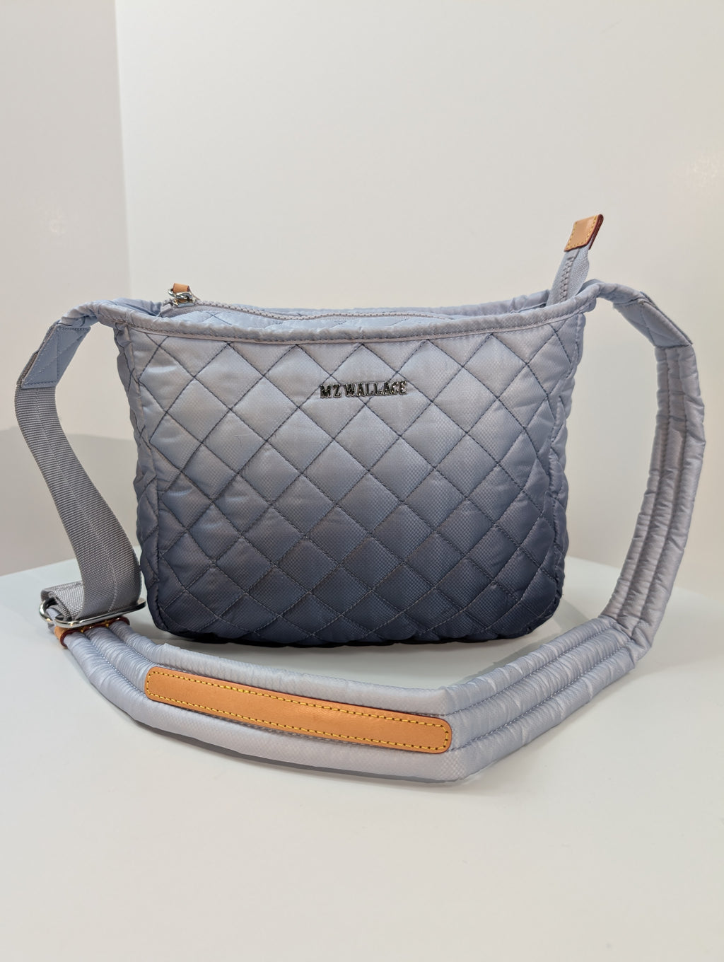 SOLD: MZ Wallace Blue Quilted Ombre Nylon Crossbody Bag