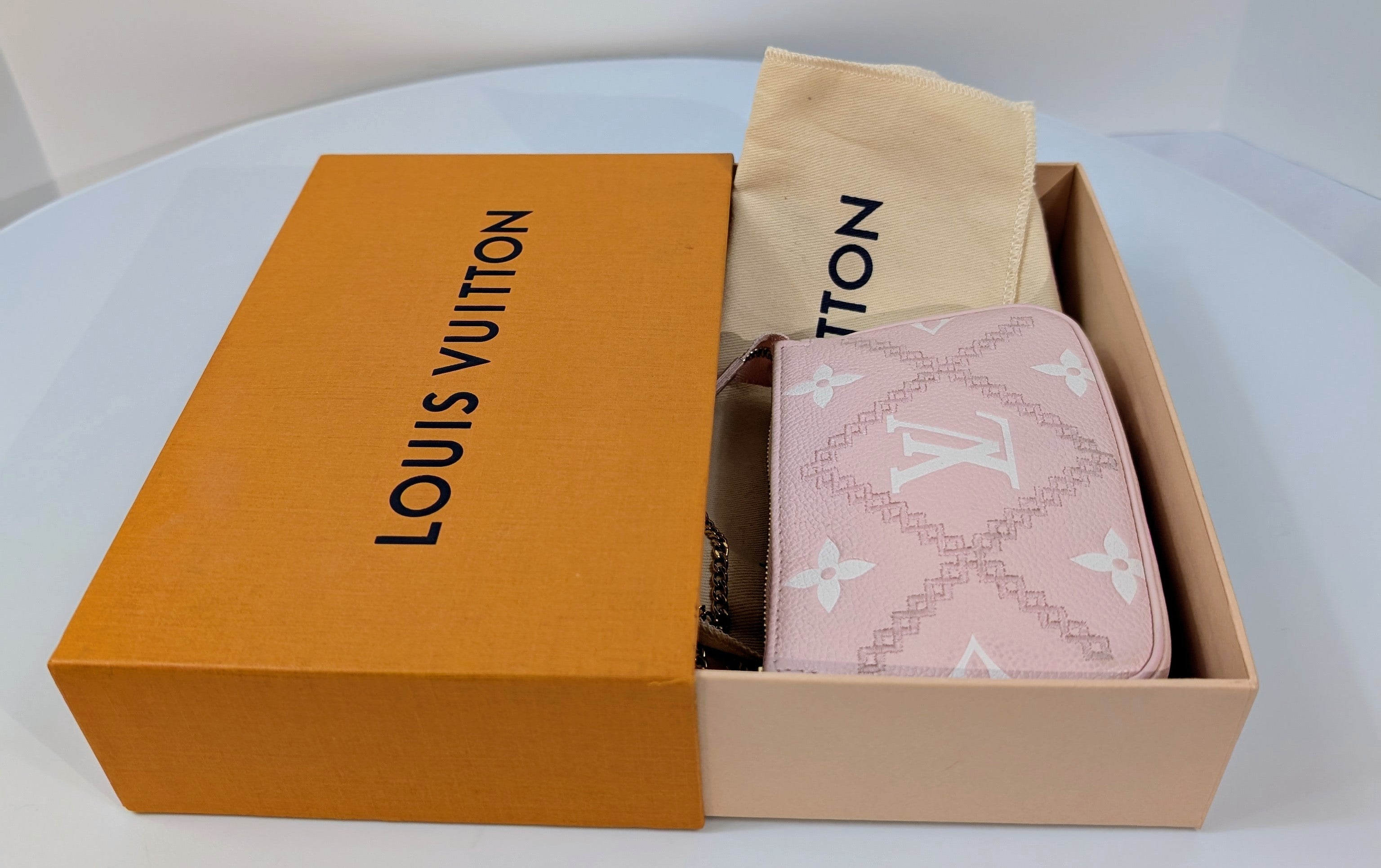 Louis Vuitton Pink Monogram Empreinte Mini Pochette Accessories Bag