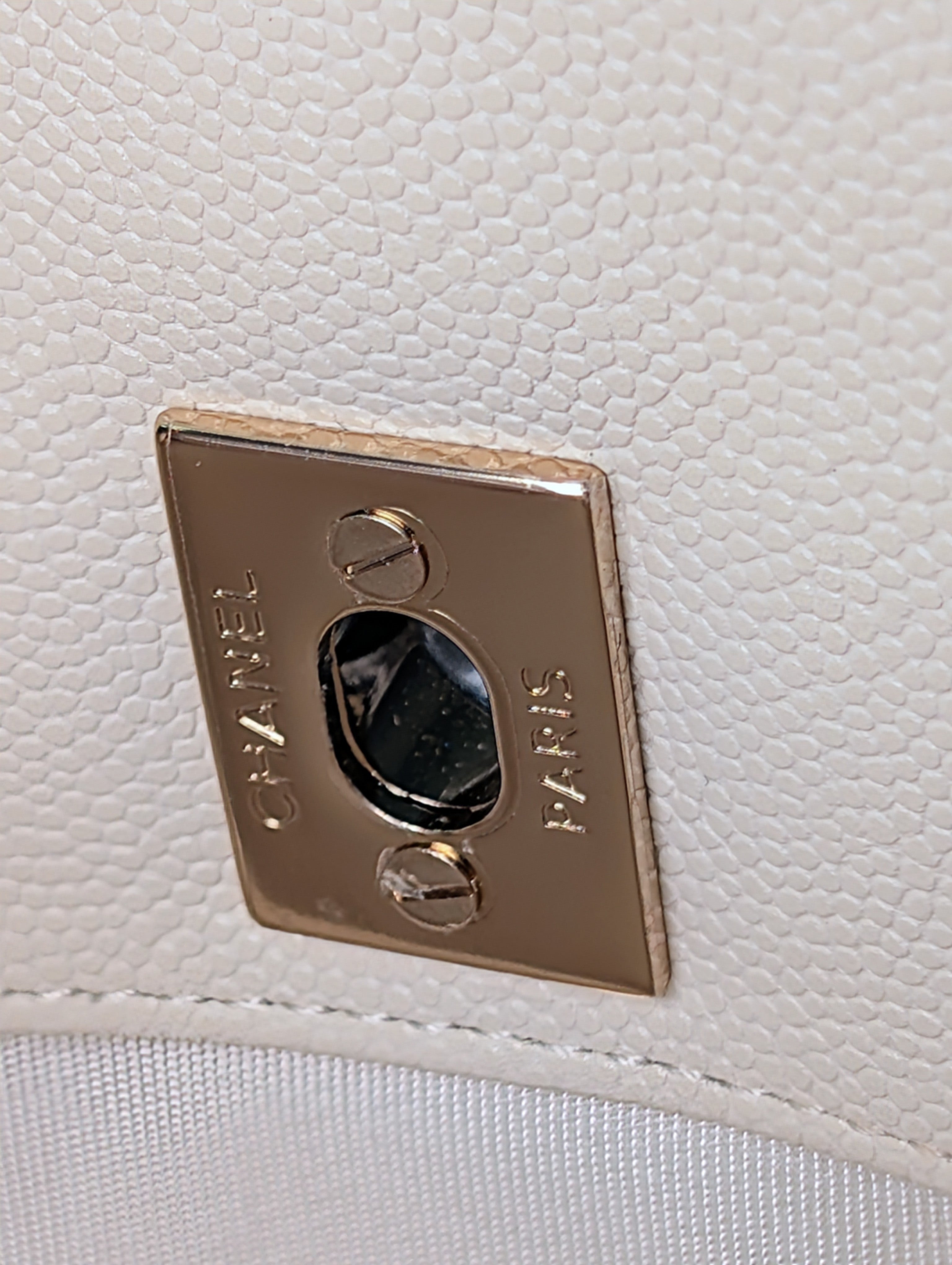 Chanel White Classic Shopping Tote (GST successor) Turnlock Bag