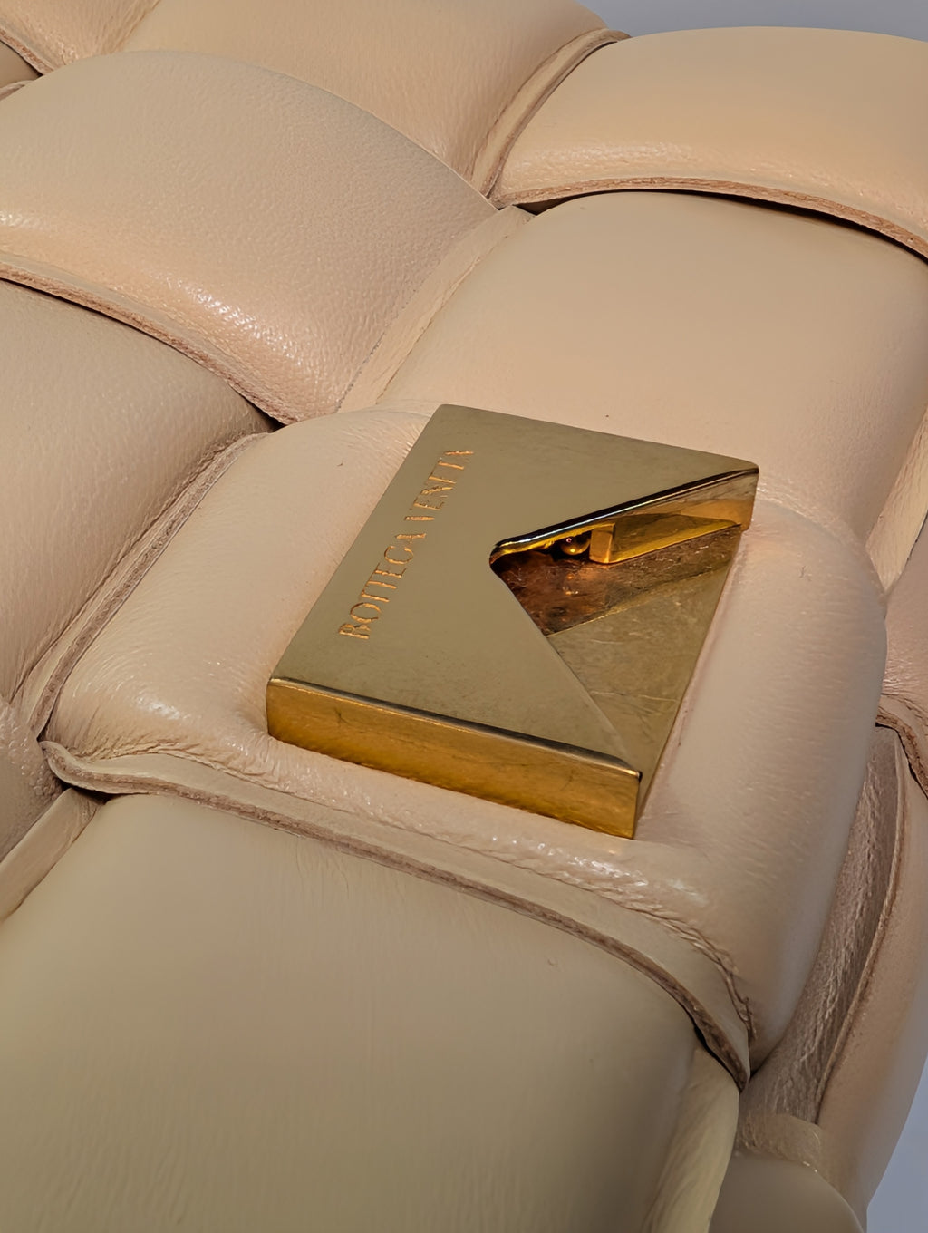 Bottega Veneta Cream Lambskin “The Chain” Cassette Shoulder Bag