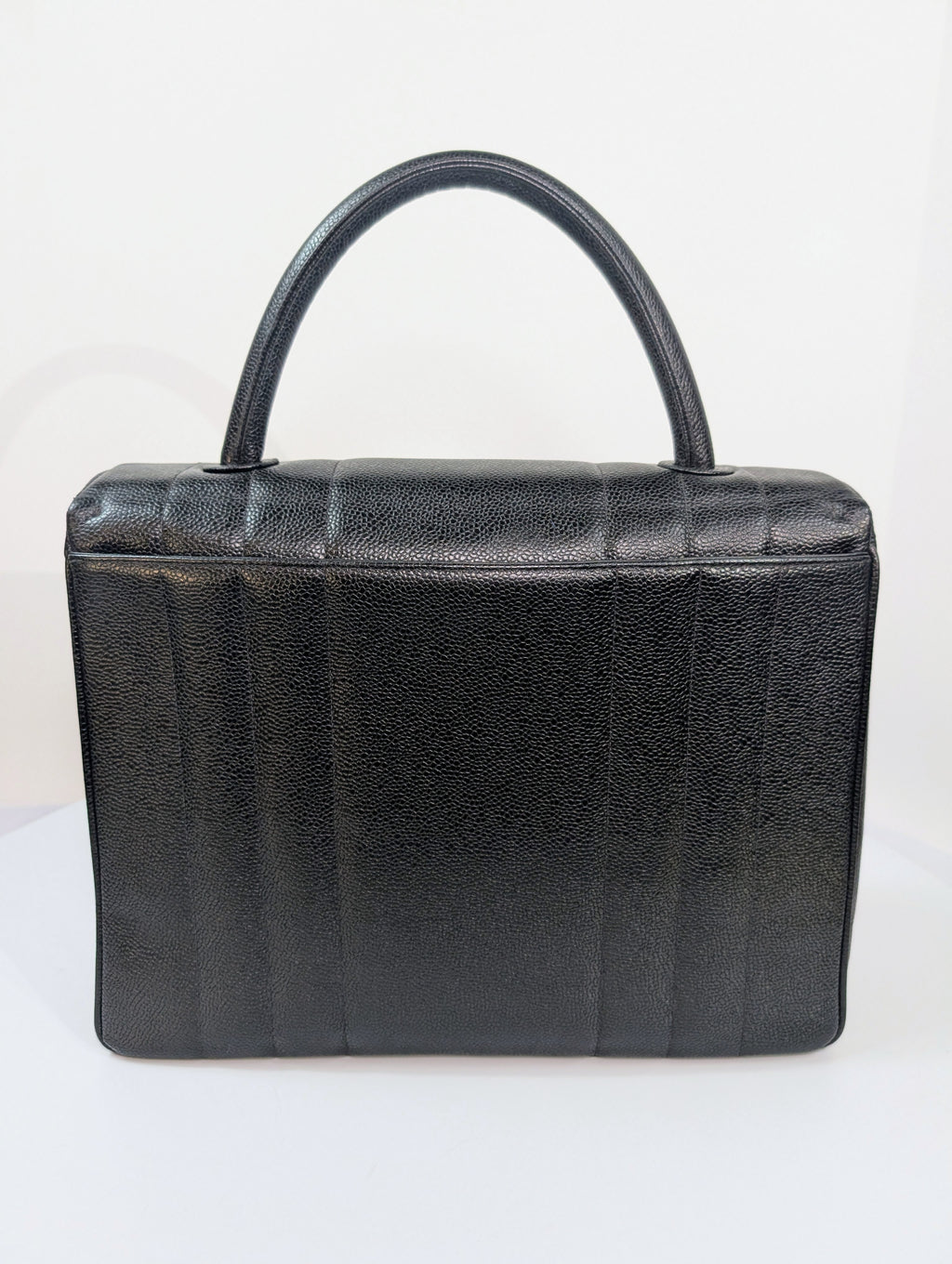 Chanel Vintage Black Caviar Mademoiselle Kelly Top Handle Flap Bag