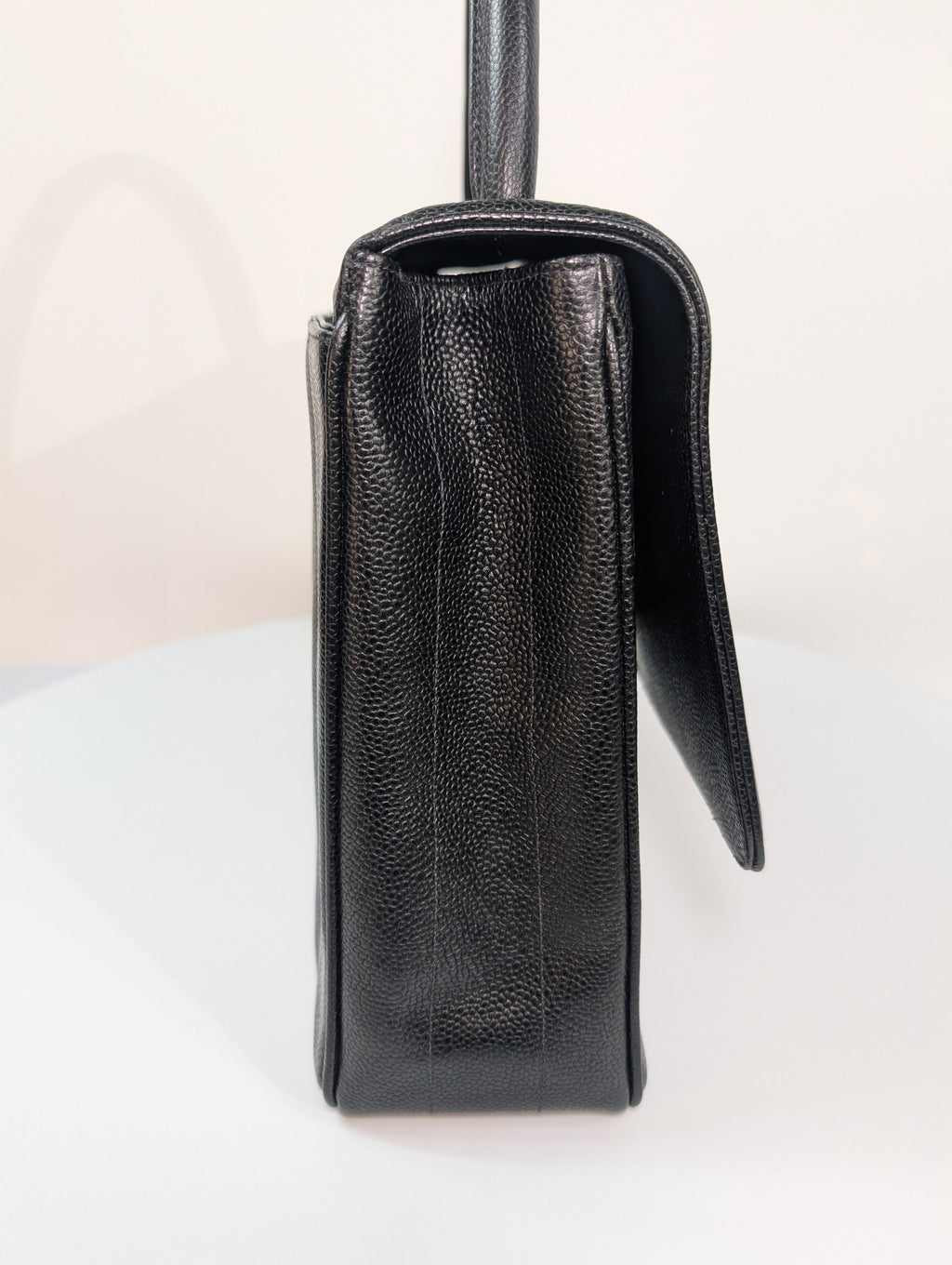 Chanel Vintage Black Caviar Mademoiselle Kelly Top Handle Flap Bag