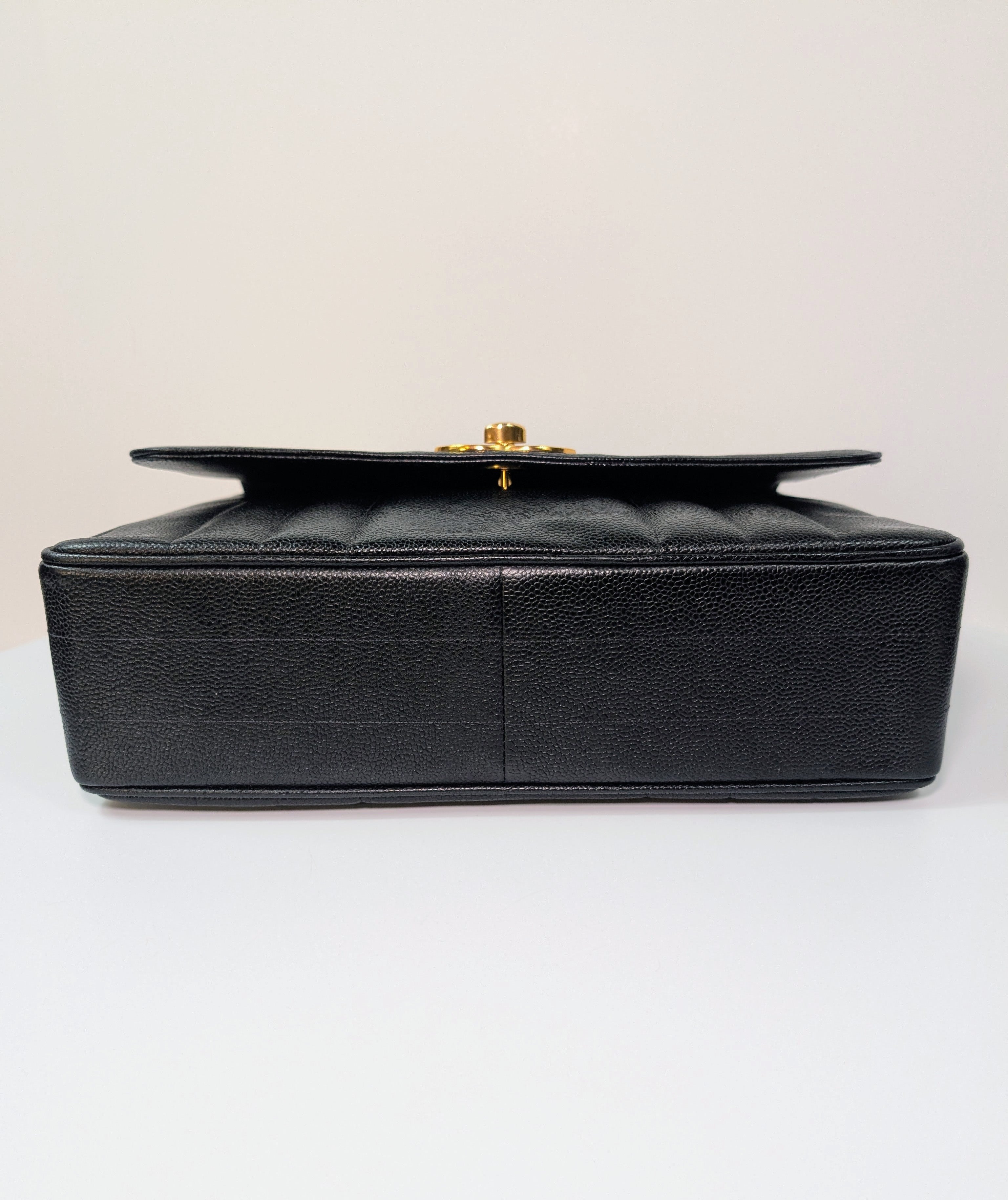 Chanel Vintage Black Caviar Mademoiselle Kelly Top Handle Flap Bag