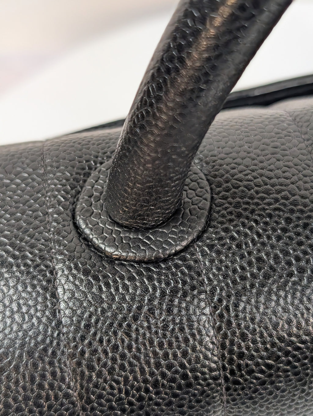 Chanel Vintage Black Caviar Mademoiselle Kelly Top Handle Flap Bag