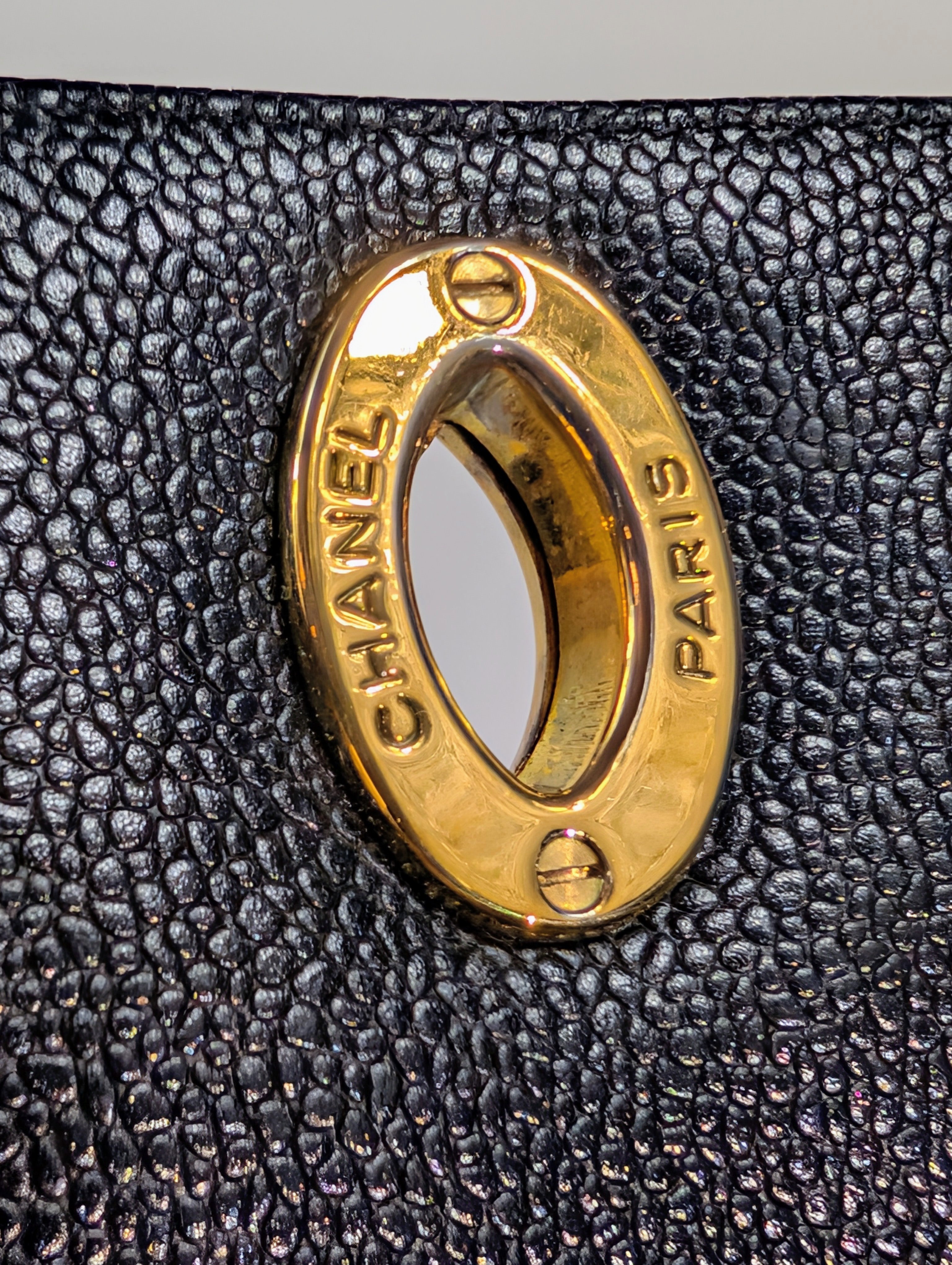 Chanel Vintage Black Caviar Mademoiselle Kelly Top Handle Flap Bag