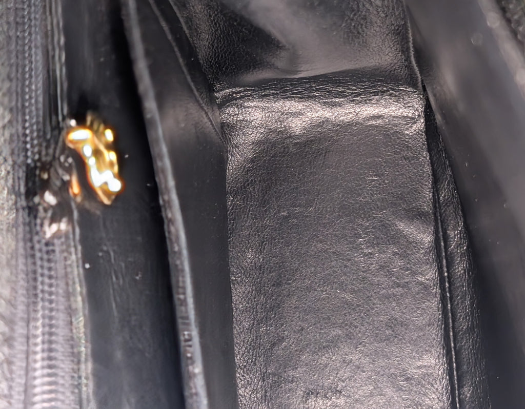 Chanel Vintage Black Caviar Mademoiselle Kelly Top Handle Flap Bag