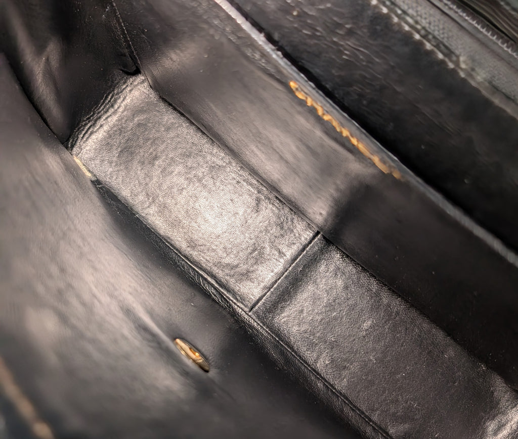 Chanel Vintage Black Caviar Mademoiselle Kelly Top Handle Flap Bag