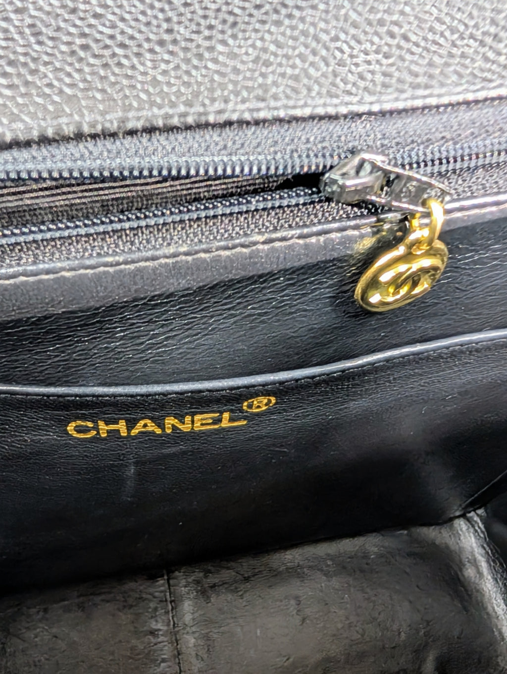 Chanel Vintage Black Caviar Mademoiselle Kelly Top Handle Flap Bag