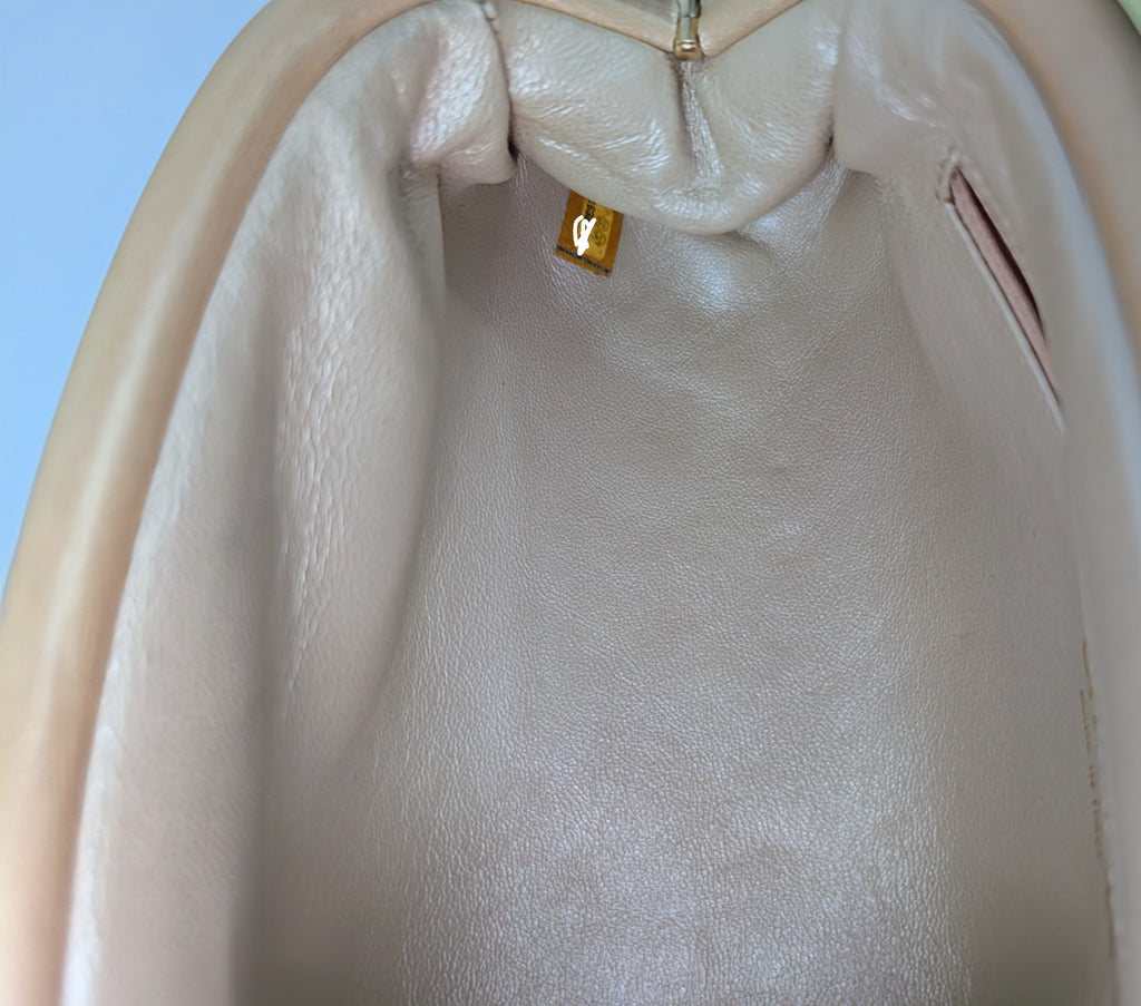 Chanel Pearlescent Gold Half Moon Quilted Lambskin Kisslock Clutch