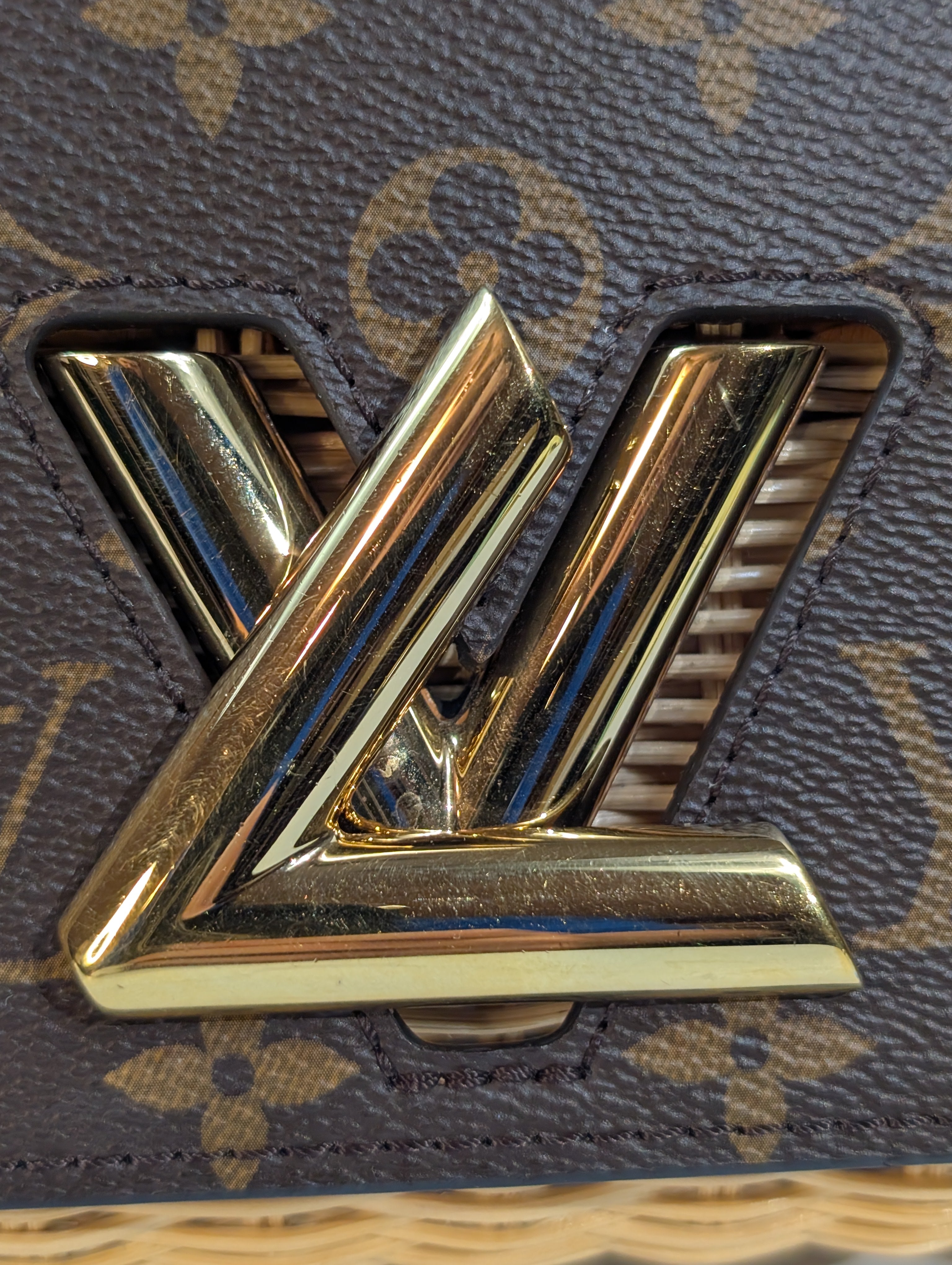 Louis Vuitton Damier Wicker Rattan Monogram Canvas Twist PM Shoulder Bag