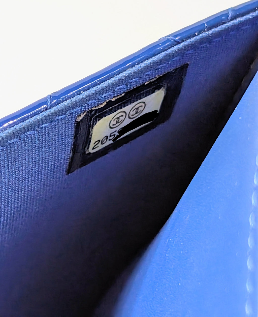 Chanel Bright Blue Patent Leather Boy Wallet On Chain (WOC)