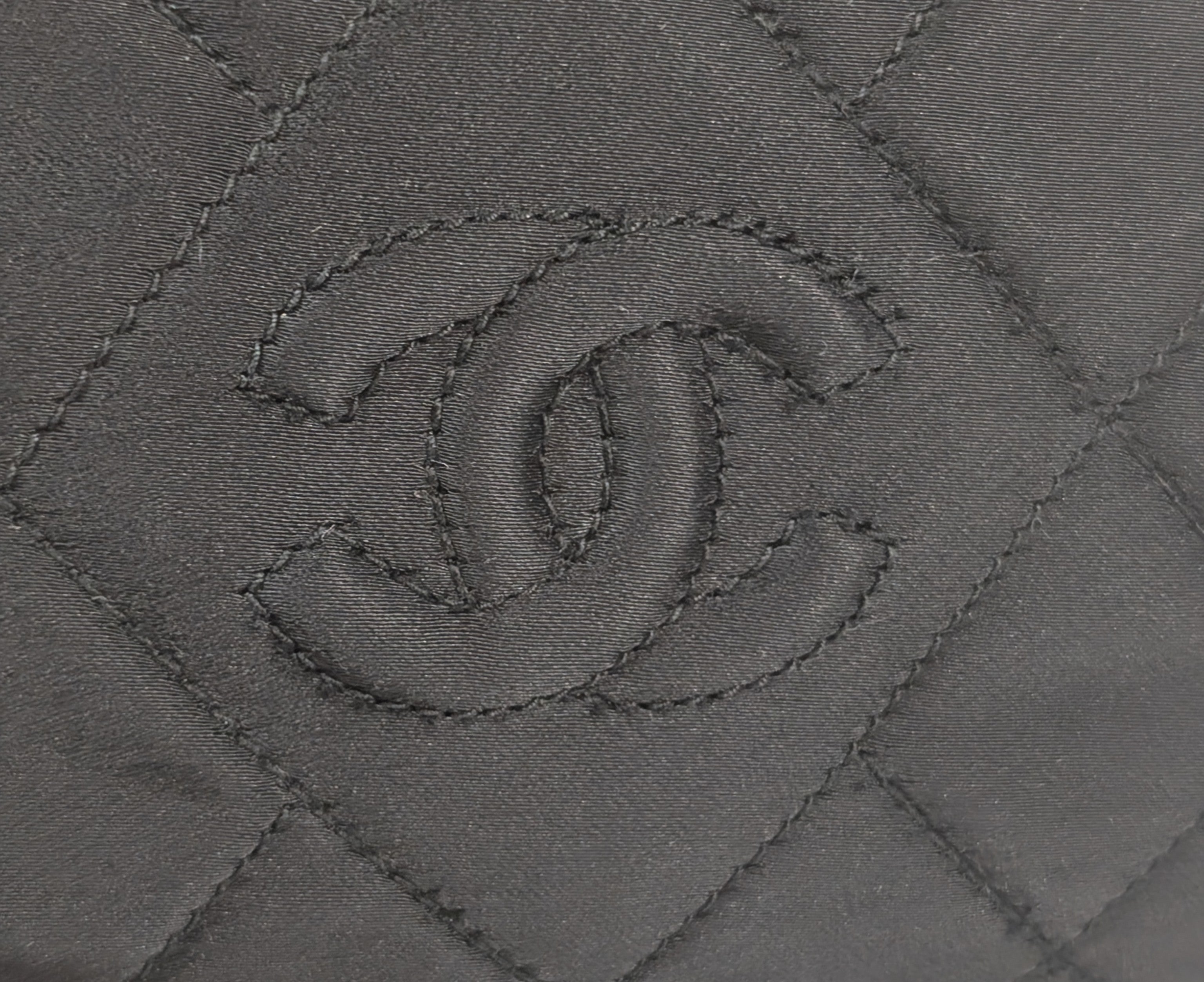 Chanel Vintage Black Quilted Satin Frame Top Handle Bag