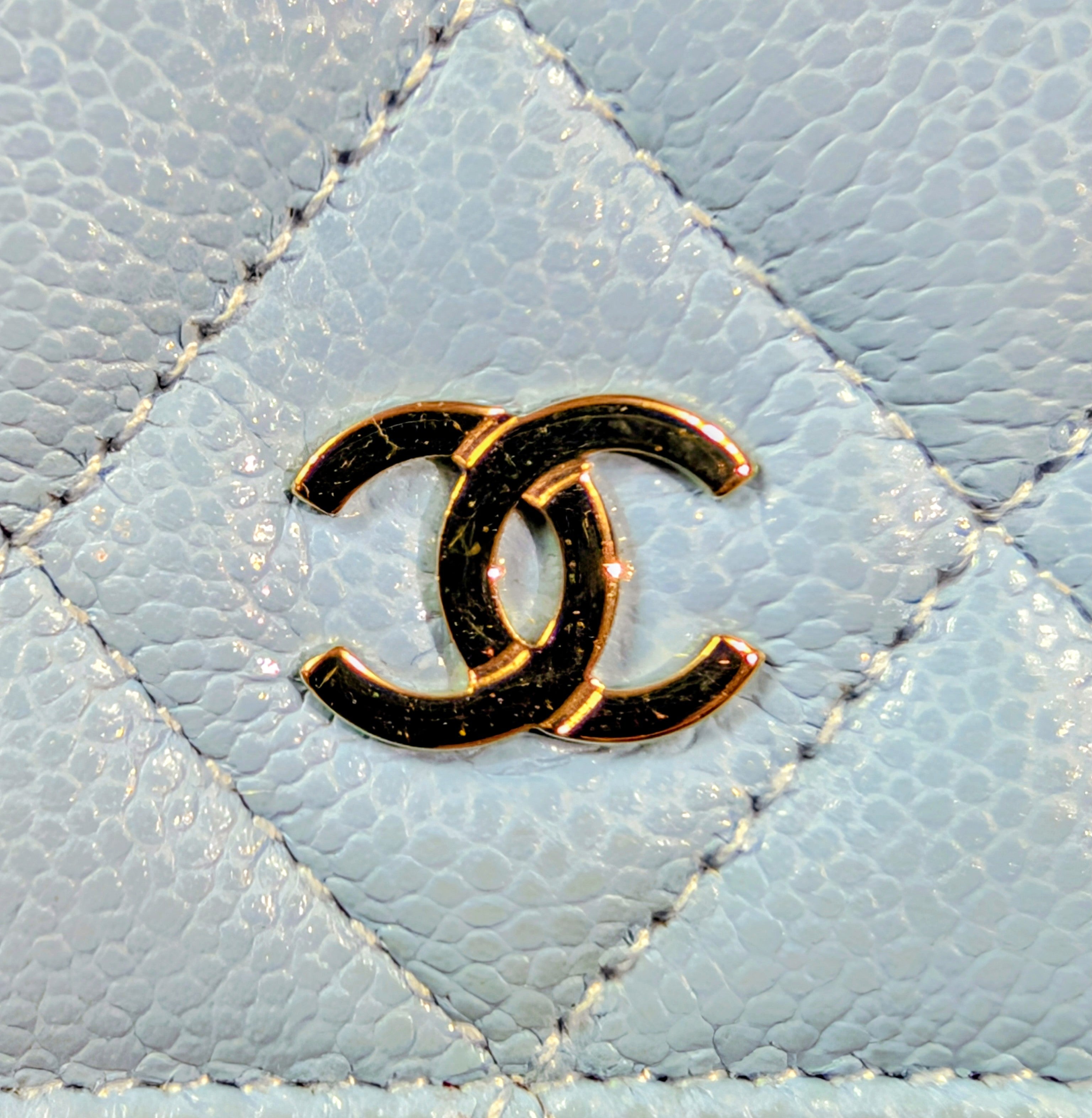 Chanel Sky Blue Caviar Wallet on Chain (WOC)