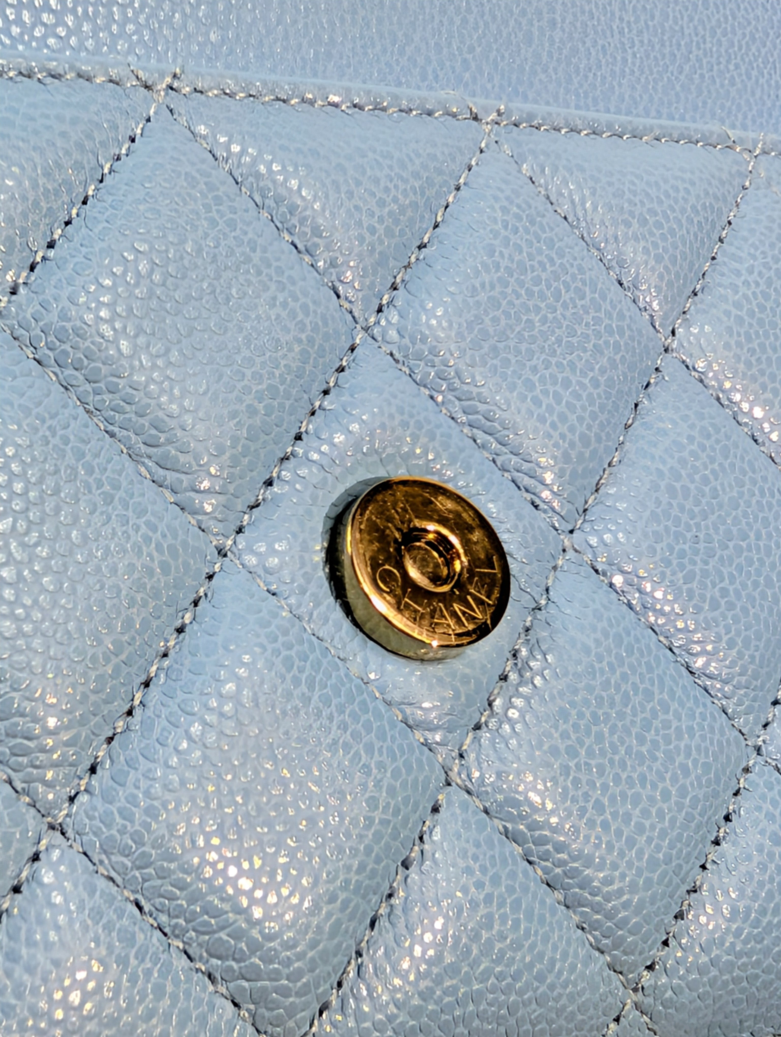 Chanel Sky Blue Caviar Wallet on Chain (WOC)