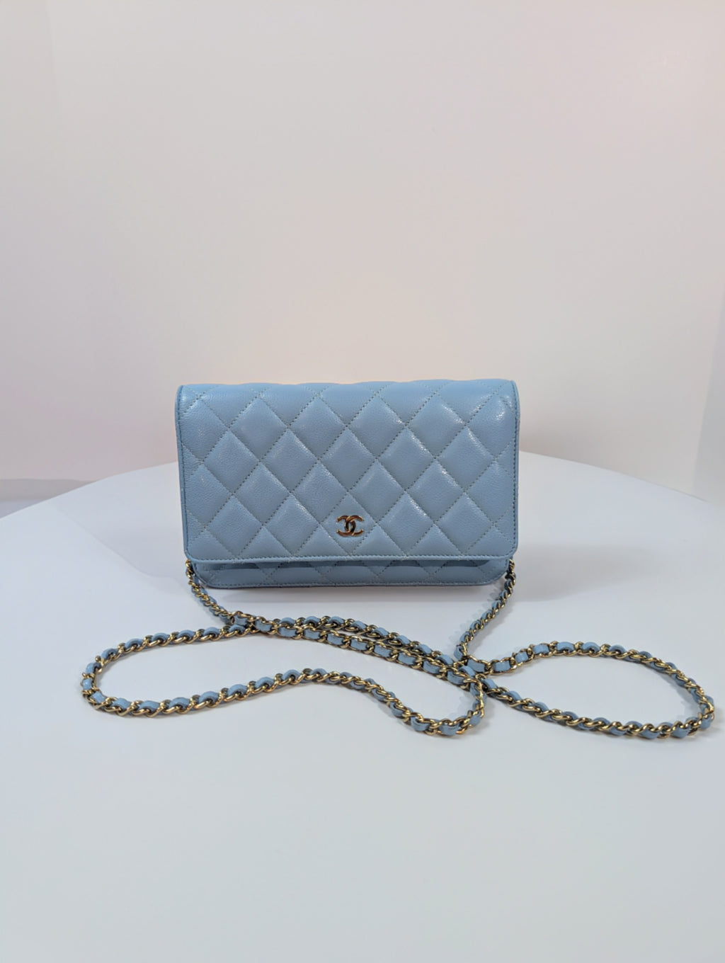 Chanel Sky Blue Caviar Wallet on Chain (WOC)