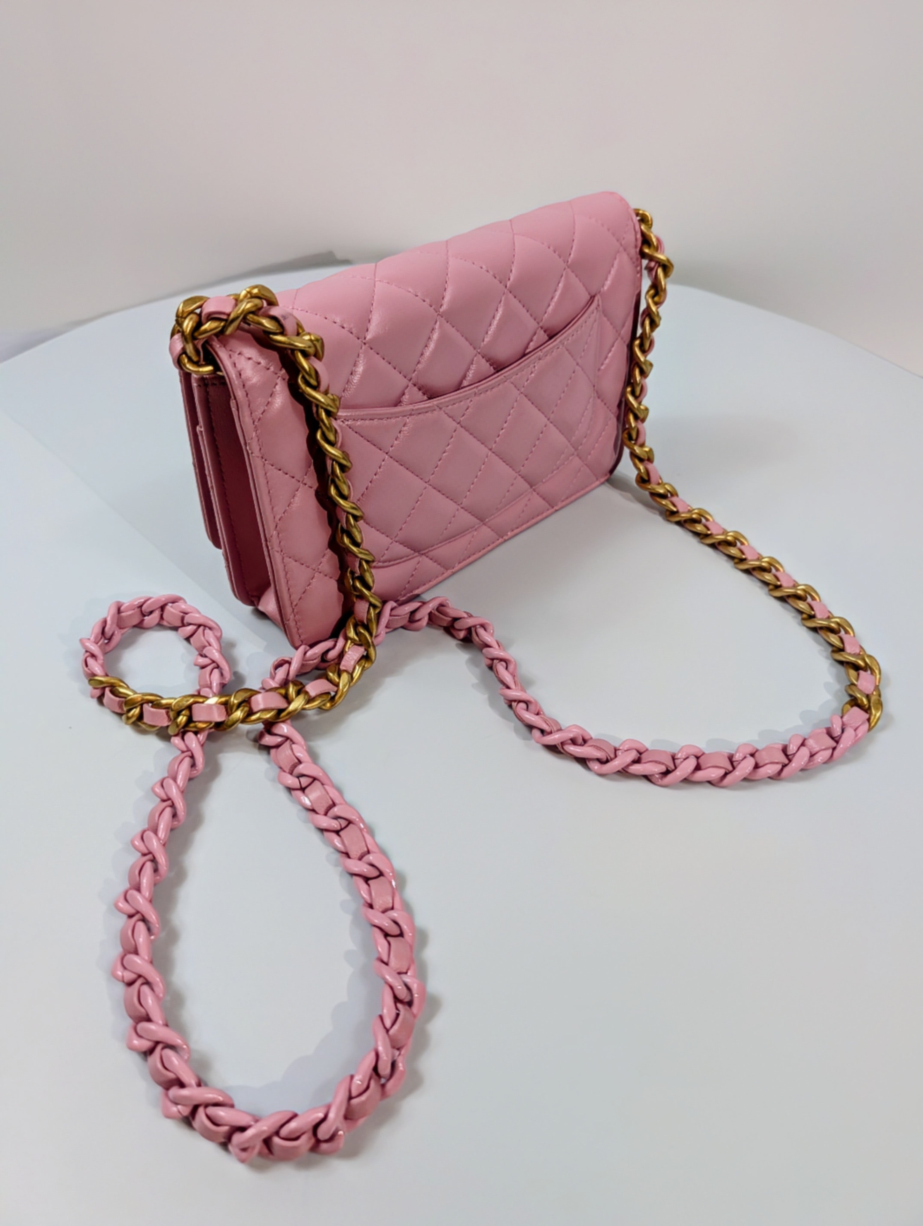 Chanel Pink Wallet on Chain (WOC) Quilted Lambskin with Tonal Chain