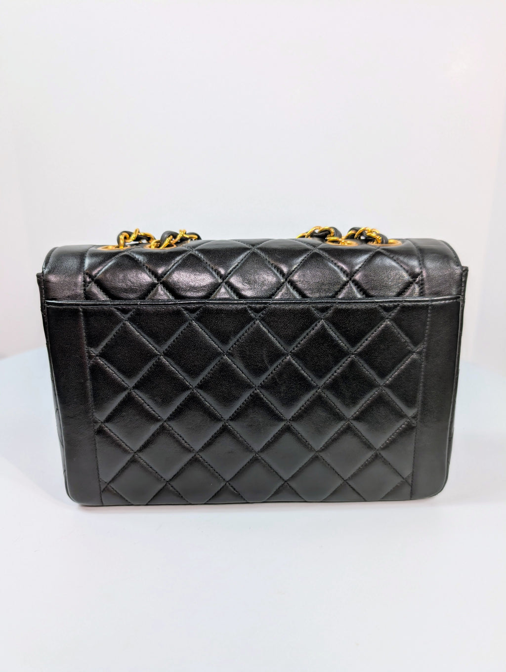 Chanel Vintage Classic Mademoiselle Diana Black Quilted Lambskin Flap Bag, 24K Gold Plated Hardware