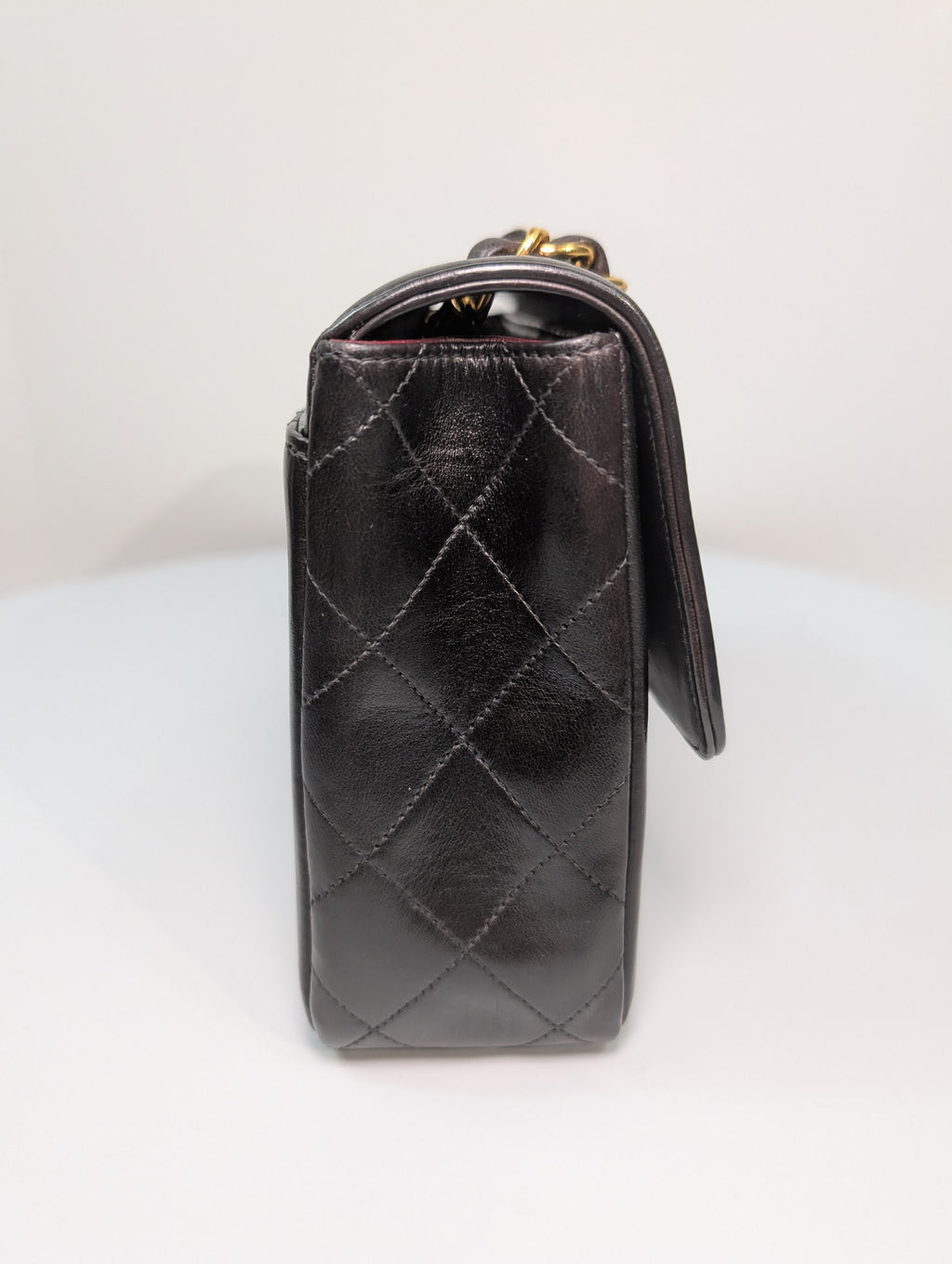 Chanel Vintage Classic Mademoiselle Diana Black Quilted Lambskin Flap Bag, 24K Gold Plated Hardware