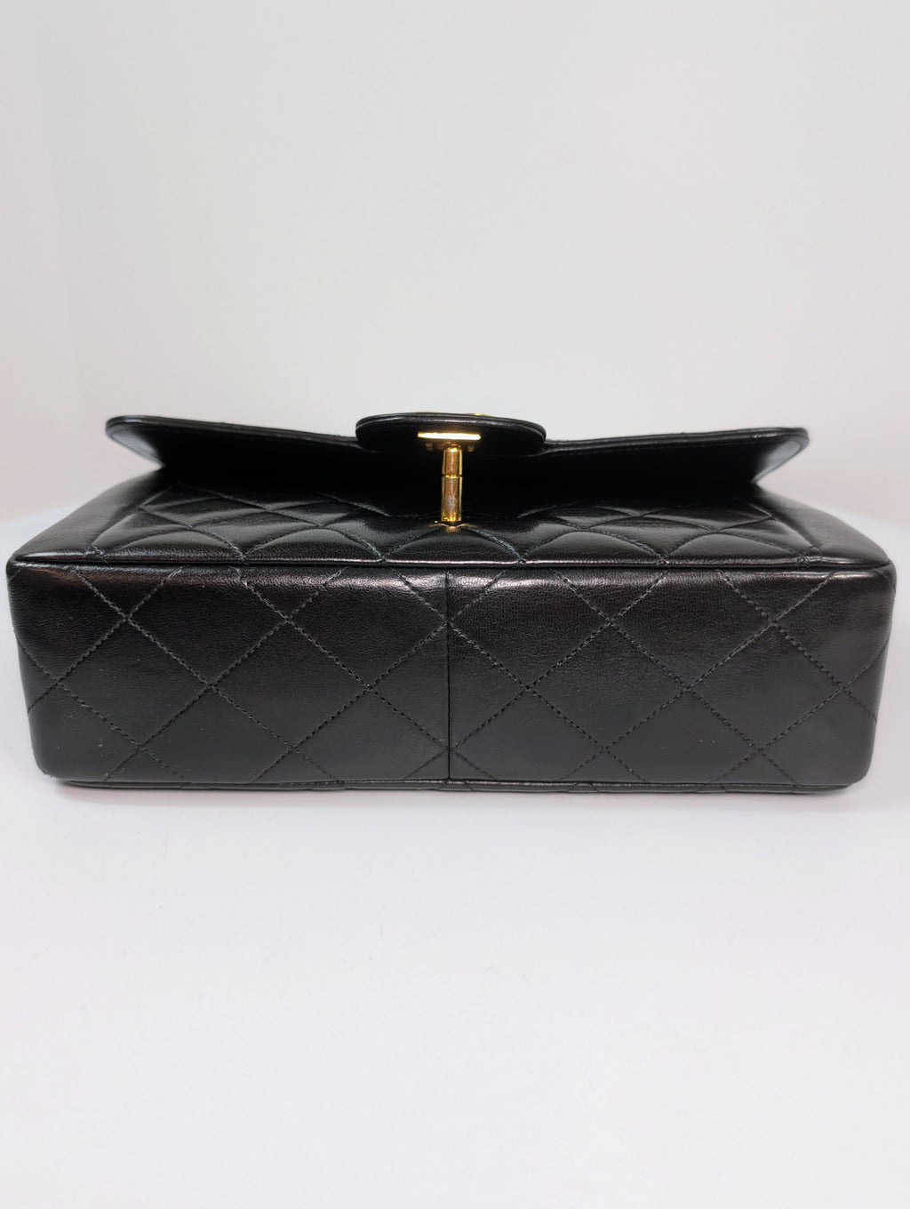 Chanel Vintage Classic Mademoiselle Diana Black Quilted Lambskin Flap Bag, 24K Gold Plated Hardware