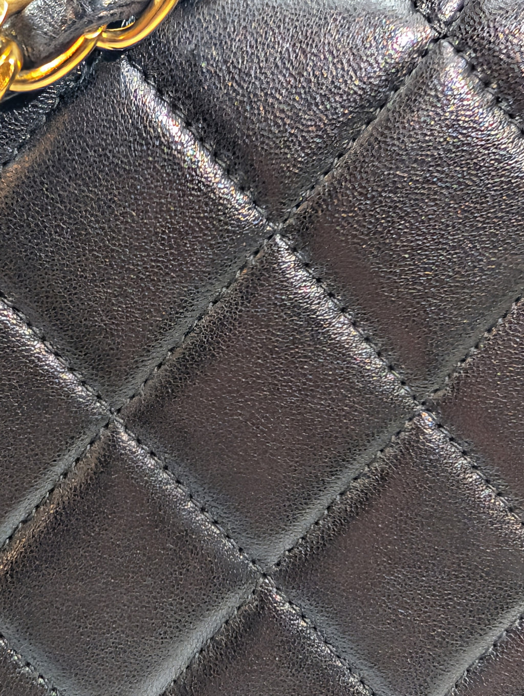 Chanel Vintage Classic Mademoiselle Diana Black Quilted Lambskin Flap Bag, 24K Gold Plated Hardware