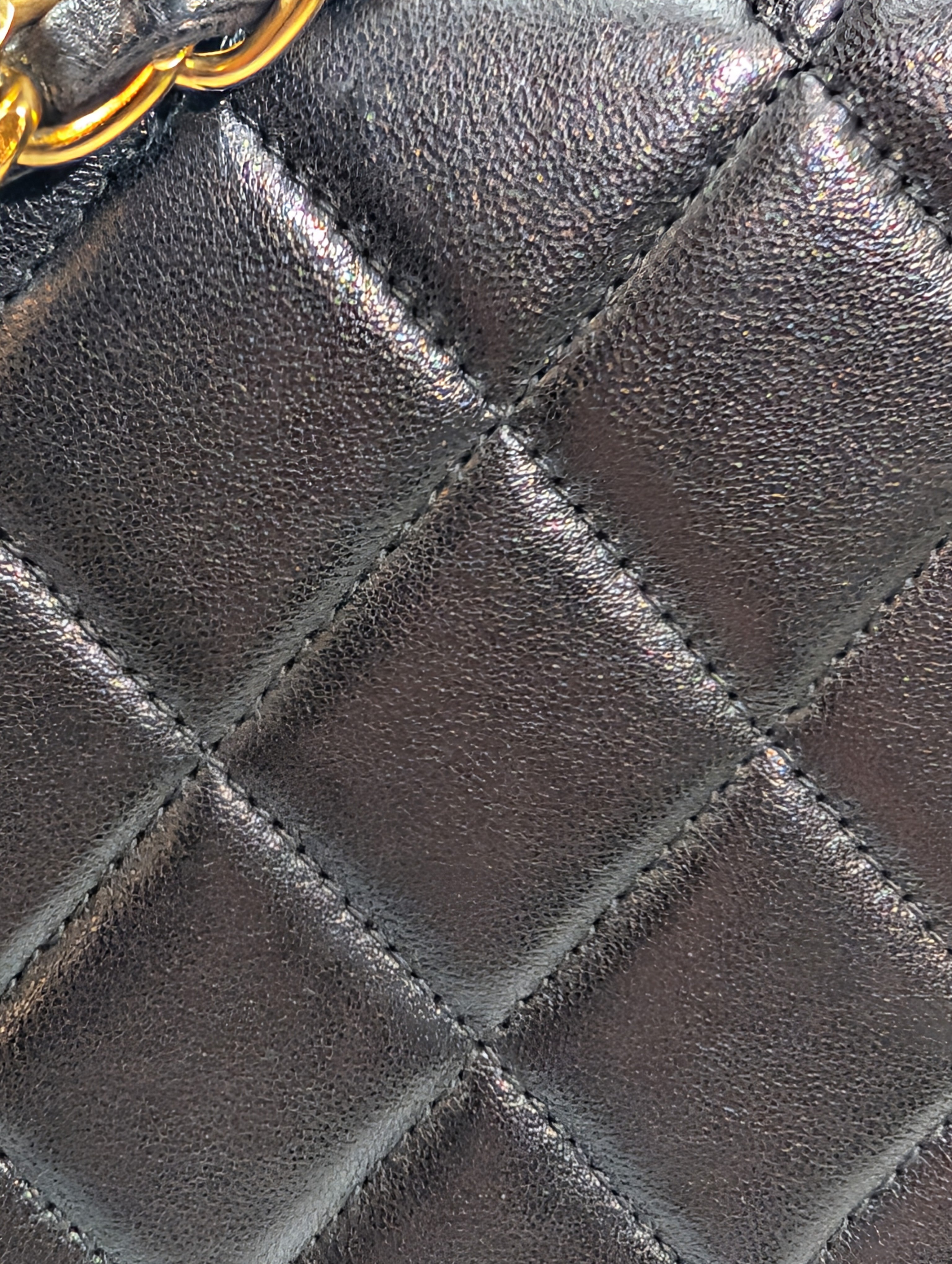 Chanel Vintage Classic Mademoiselle Diana Black Quilted Lambskin Flap Bag, 24K Gold Plated Hardware